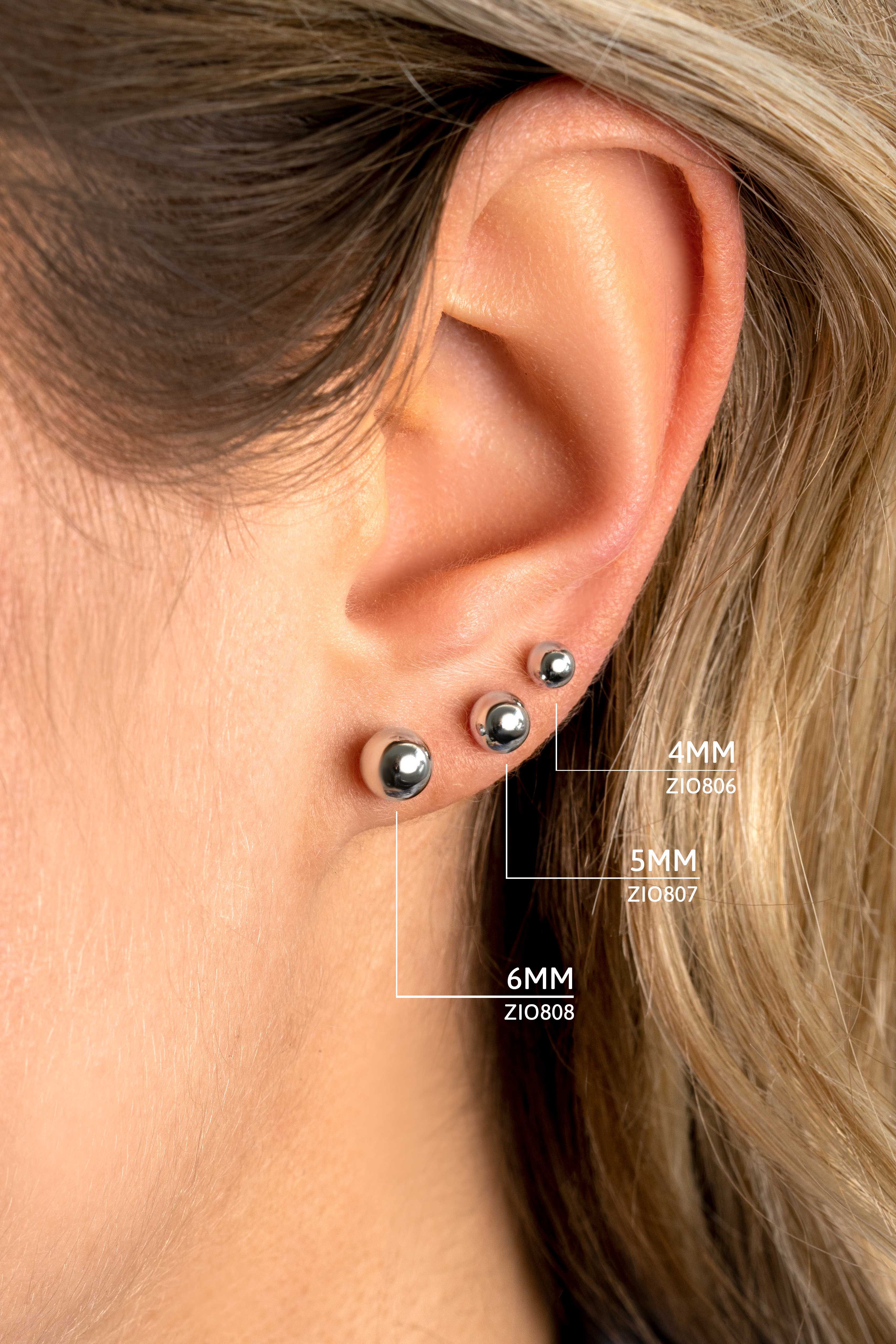 5mm ZINZI Sterling Silver Stud Earrings Bead ZIO807
