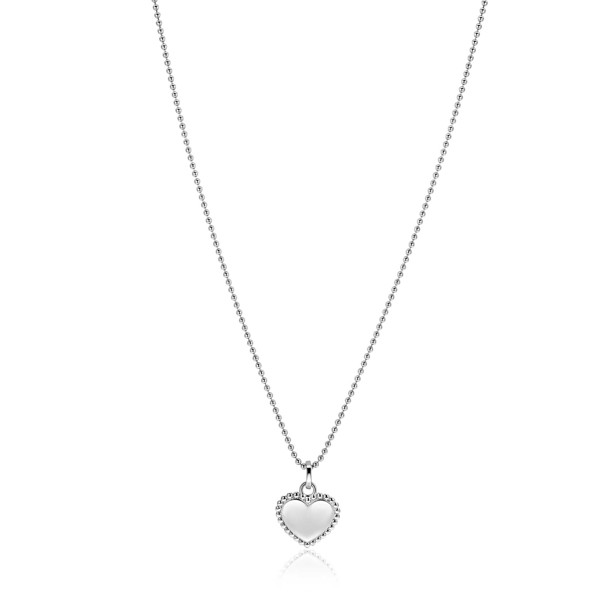 18mm ZINZI silver heart pendant with pearl rim for engraving ZIH2652 (without chain)
