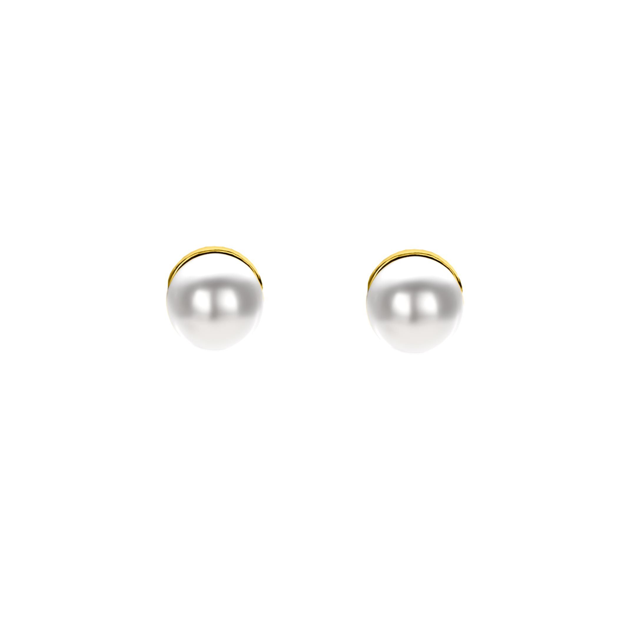 4mm ZINZI Gold plated Sterling Silver Stud Earrings with White Pearl ZIO1318Y
