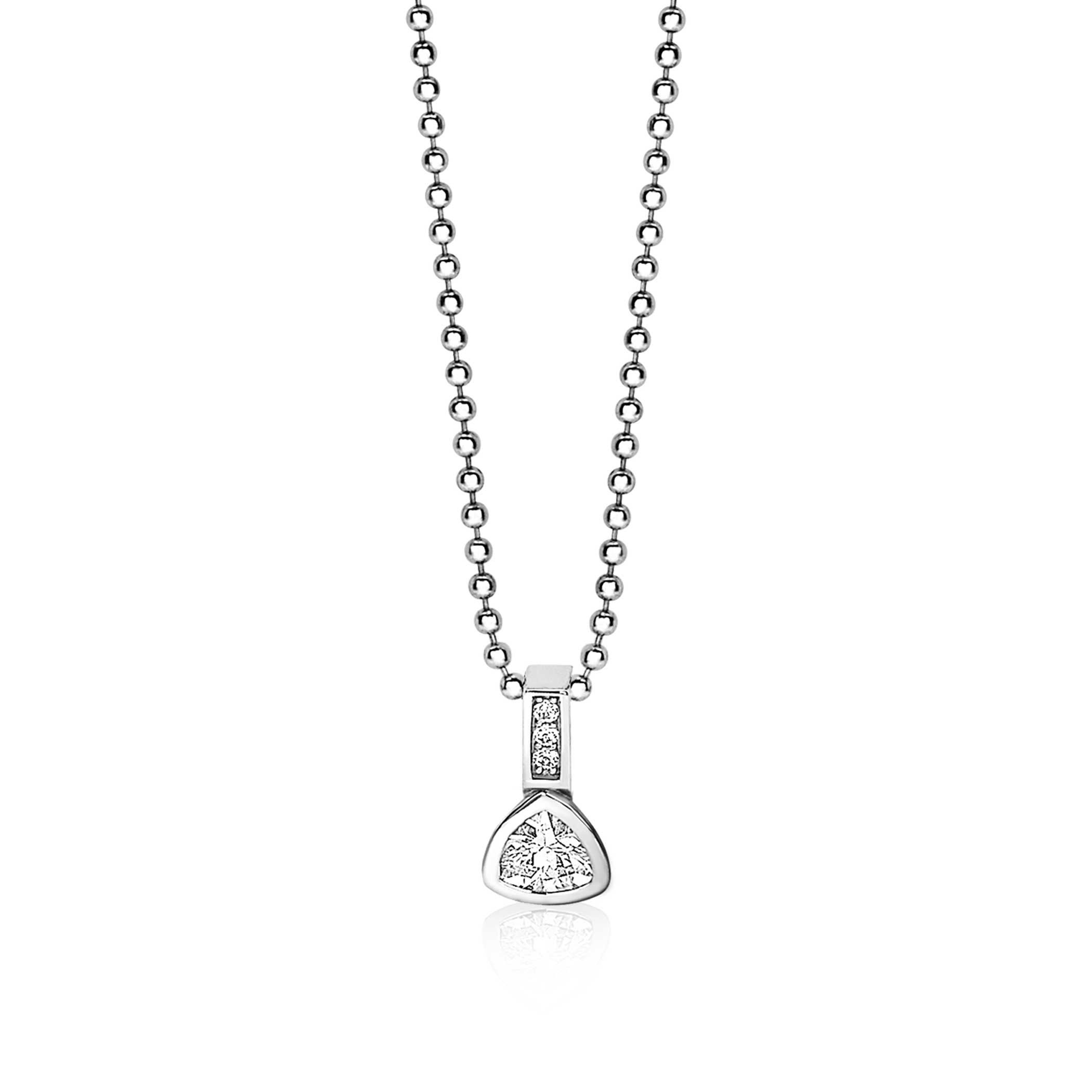 ZINZI Sterling Silver Pendant Triangle White ZIH1663