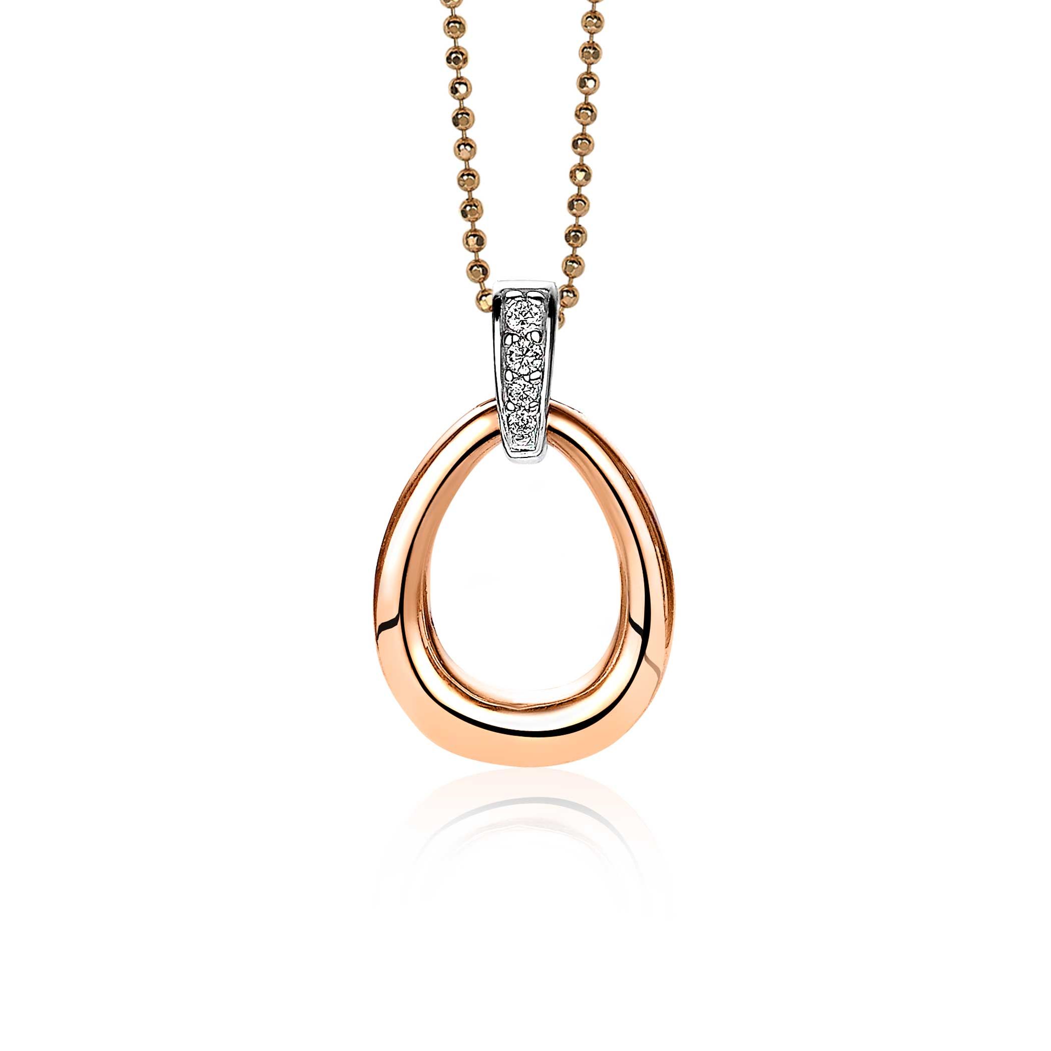 ZINZI Rose Gold Plated Sterling Silver Pendant Drop White ZIH1709 (excl. necklace)