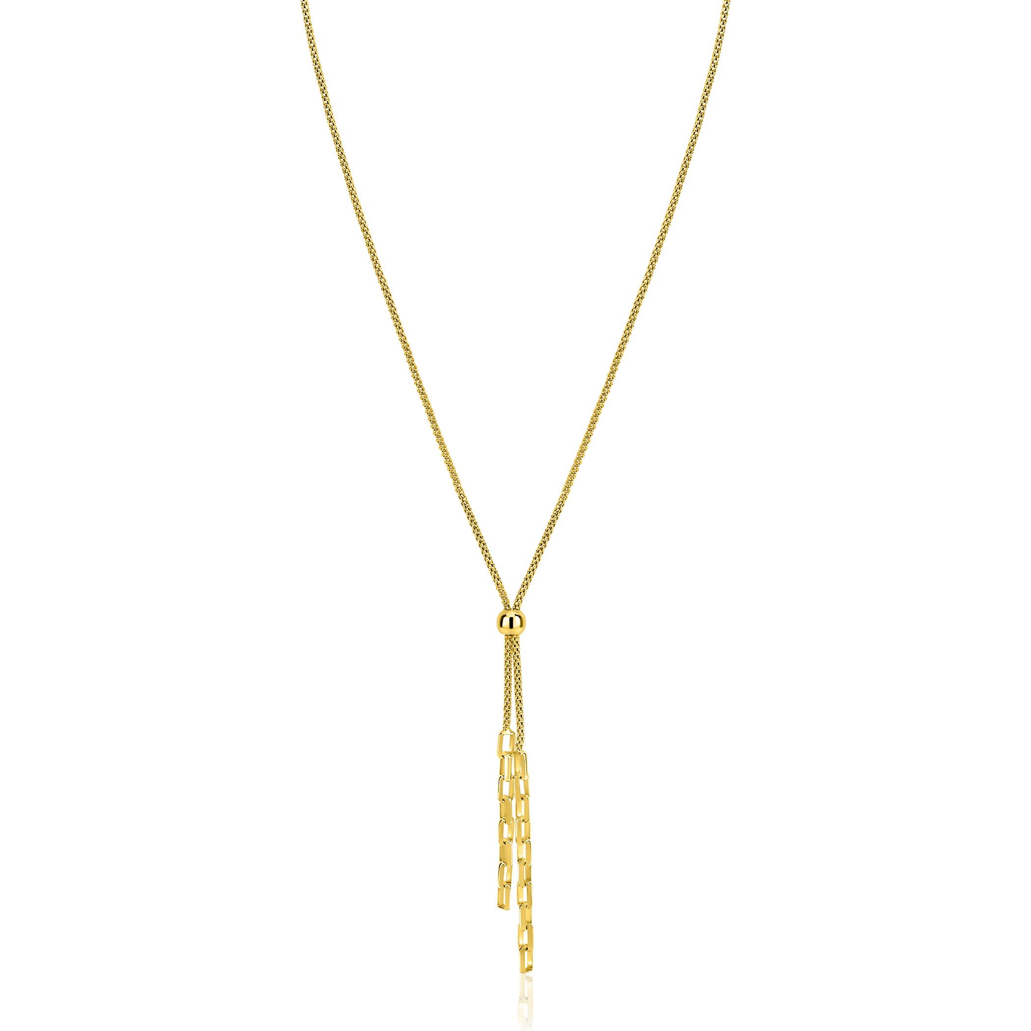 ZINZI zlv. Y-collier gg.verg.popcorn en schakels