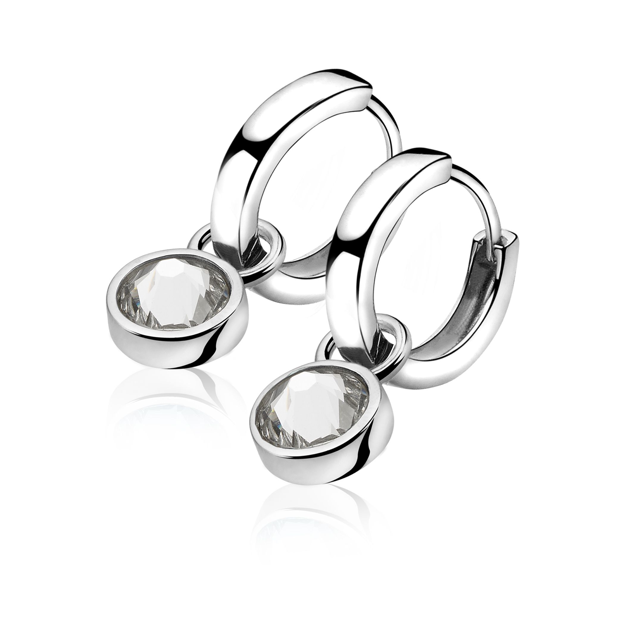 ZINZI Sterling Silver Earrings Pendants Blue White ZICH1006A (excl. hoop earrings)