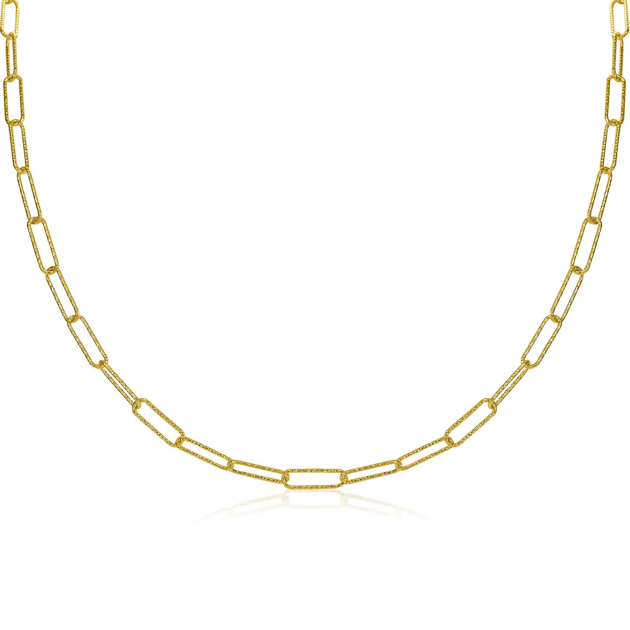 ZINZI Gold Plated Sterling Silver Chain Necklace Trendy Paperclip width 3,4mm 45cm ZIC1992G