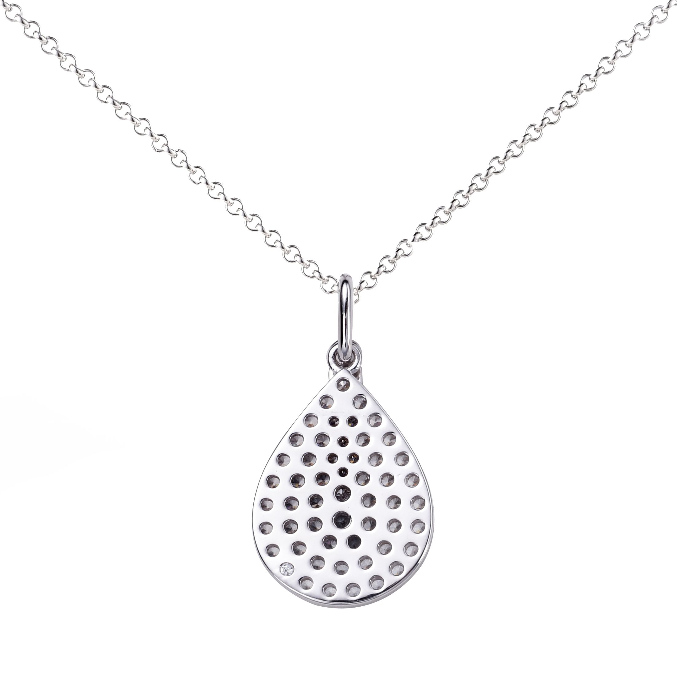 ZINZI zlv. hanger druppel zirc. en staafje + coll.45cm