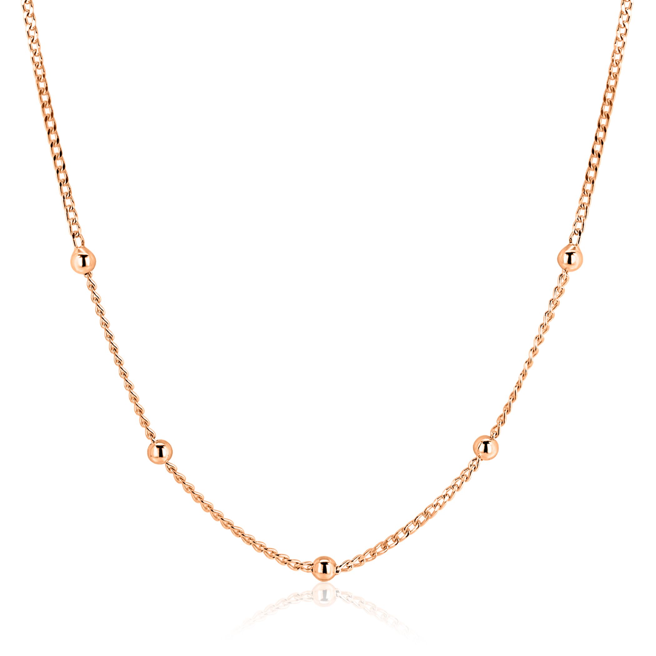 ZINZI zlv. collier rosé verg.gourmet / bolletjes 42+3cm