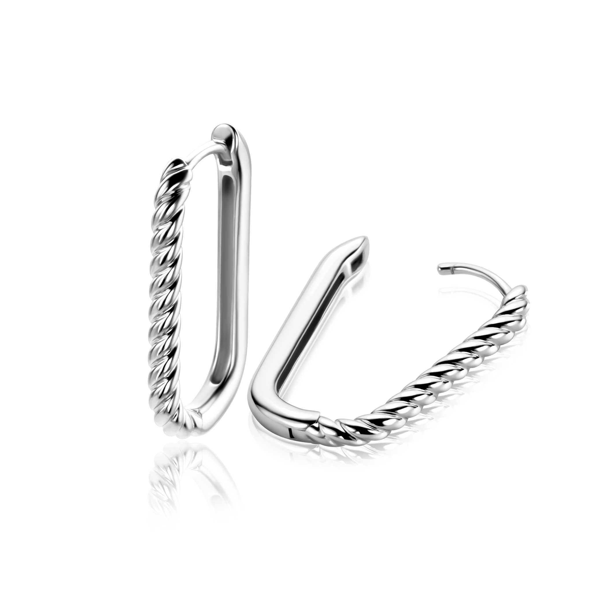 24mm ZINZI silver hoop earrings in oval shape with twisted tube and luxury clasp ZIO2692