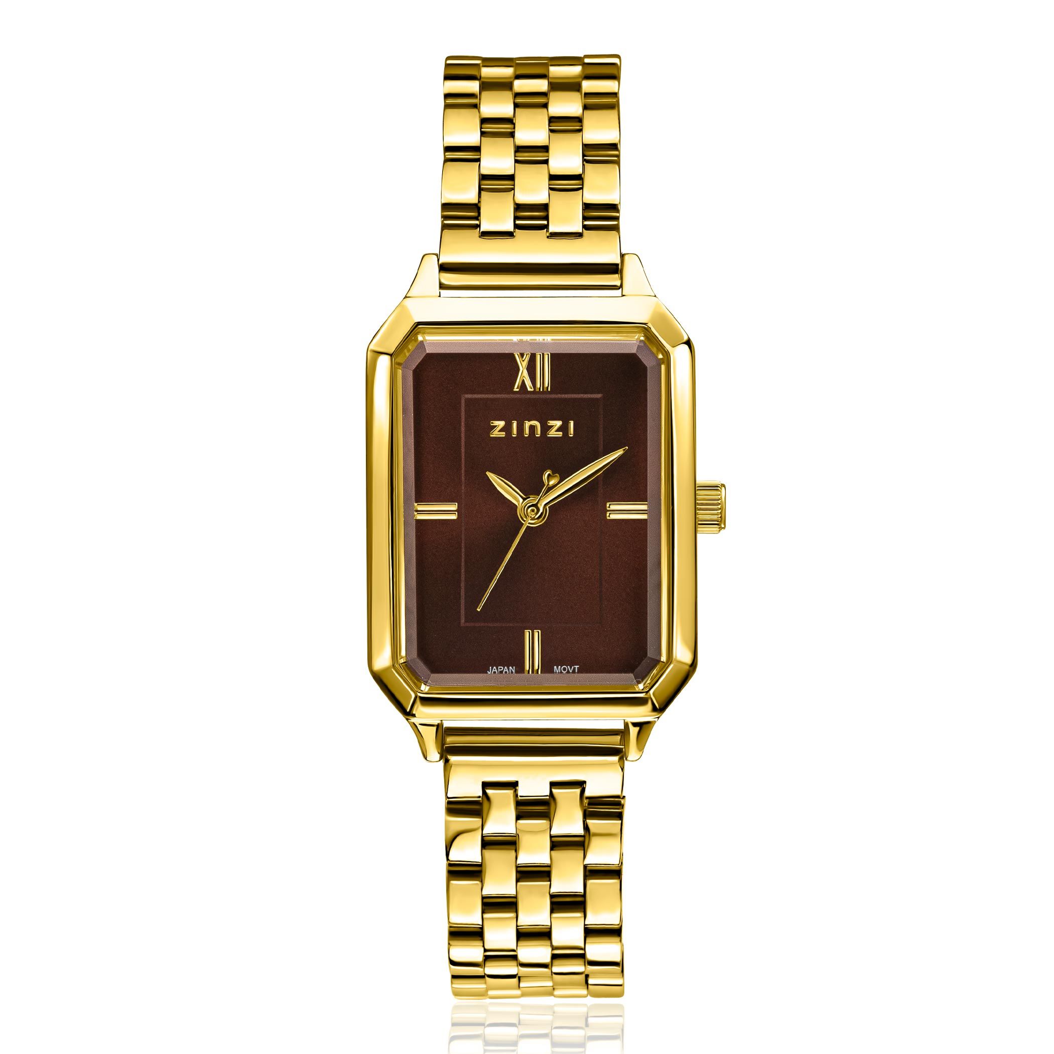 ZINZI Allure Watch 30mm Brown Colored Dial Gold Colored Case and Stainless Steel Band Japanese movement  ZIW2536