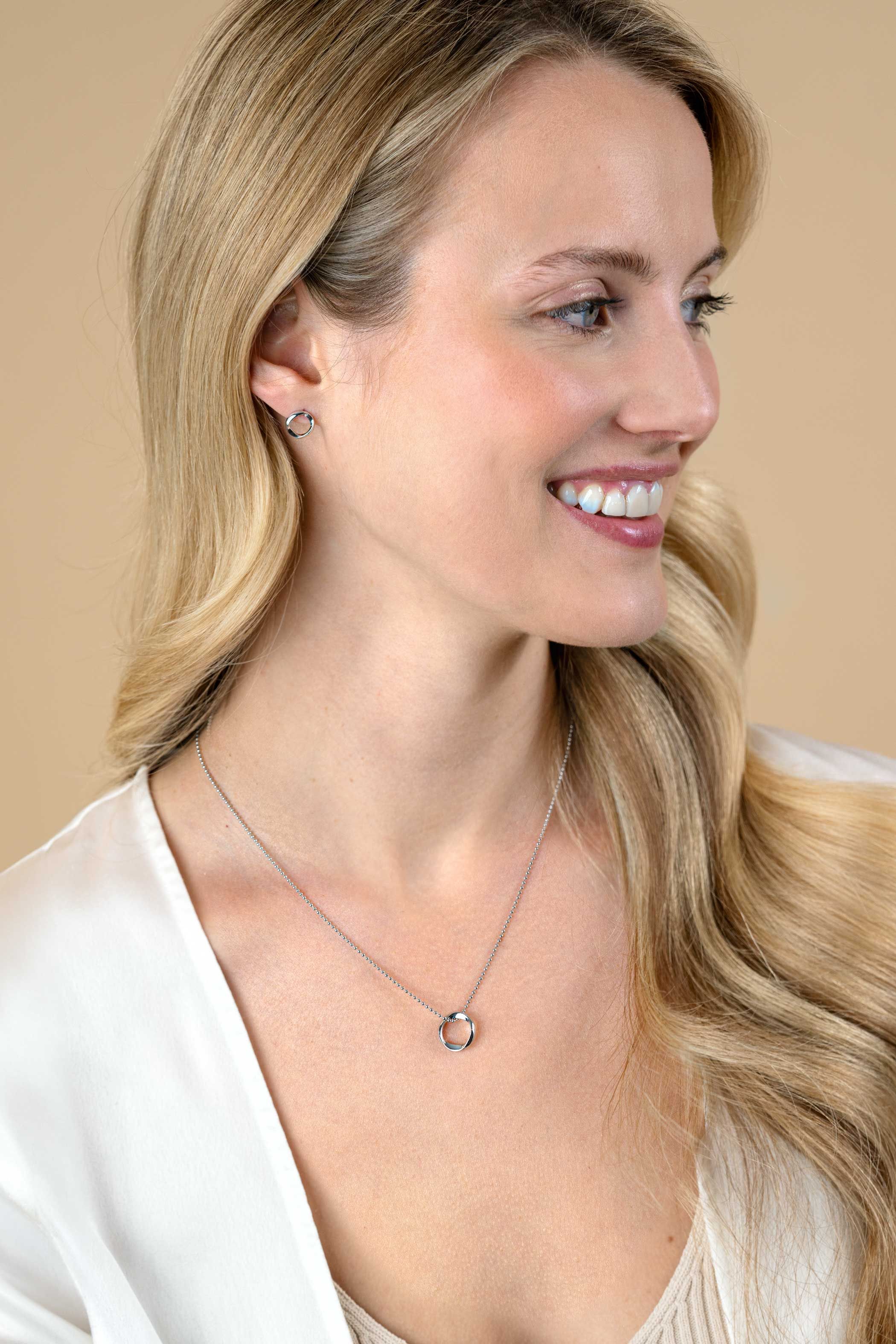 ZINZI silver bead necklace with smooth pendant in round organic shape 45-48cm ZIC2611