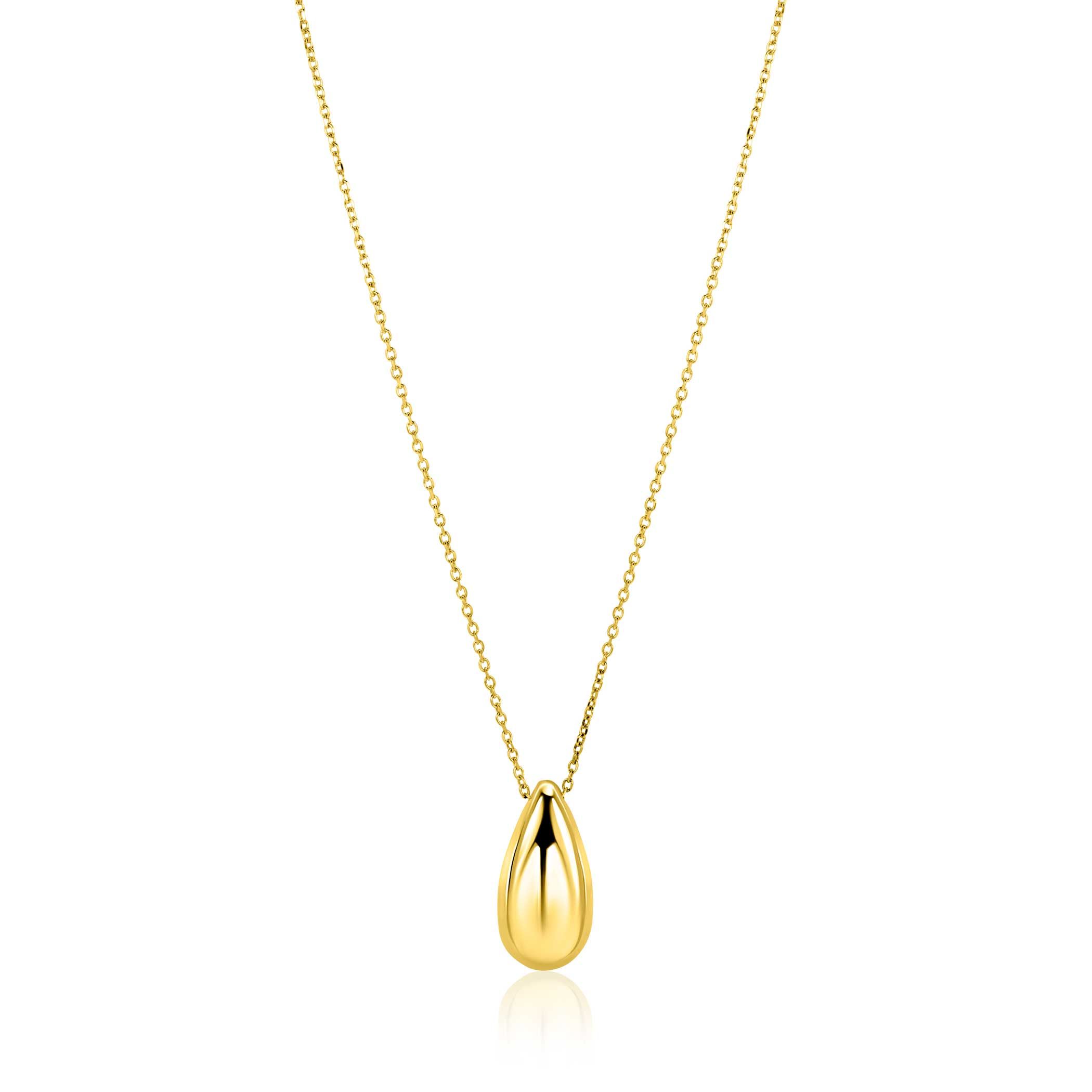 ZINZI gold-plated silver necklace, 42-45cm, with large teardrop-shaped pendant, 19mm, ZIC-BF103G