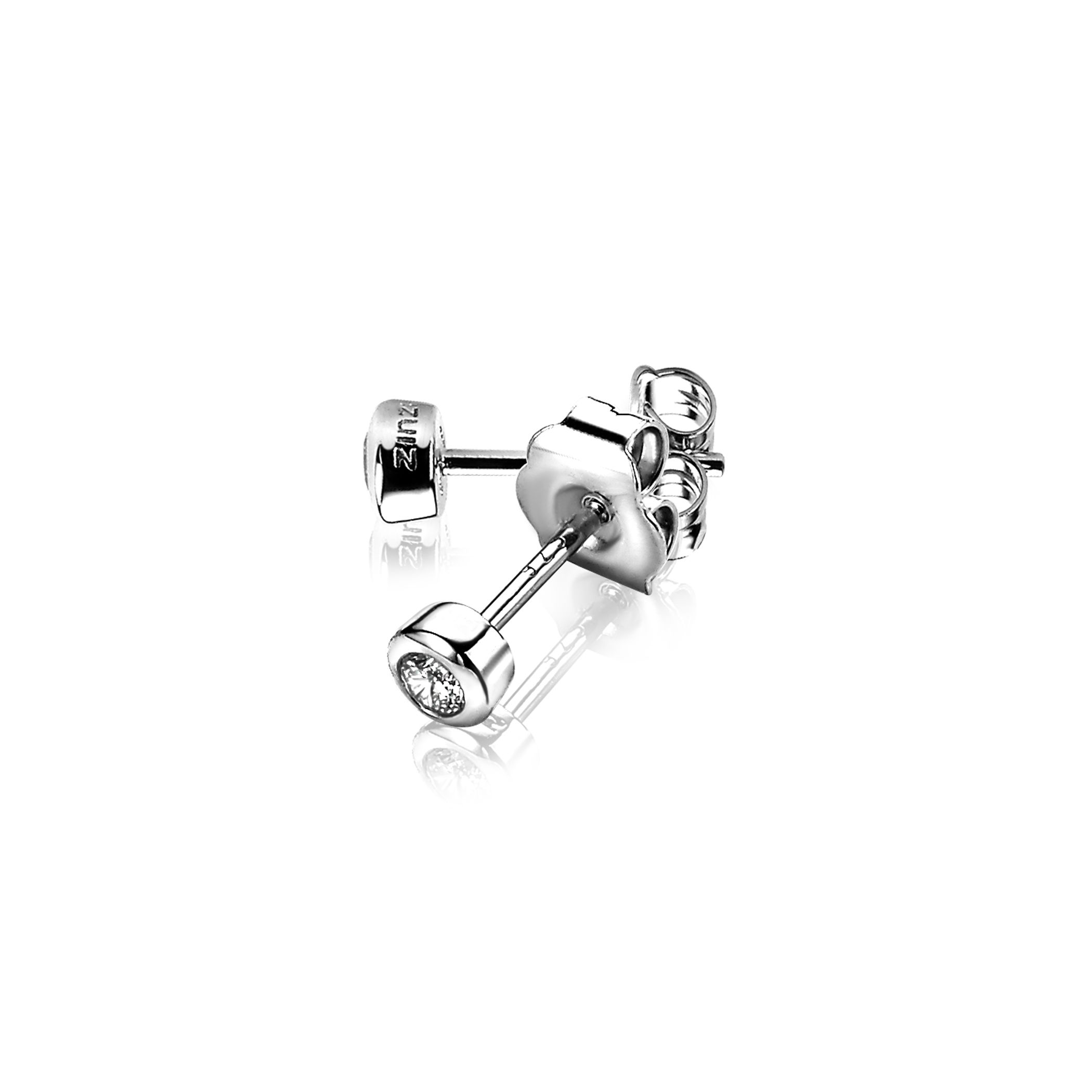 ZINZI Sterling Silver Stud Earrings Round 4mm White ZIO1177