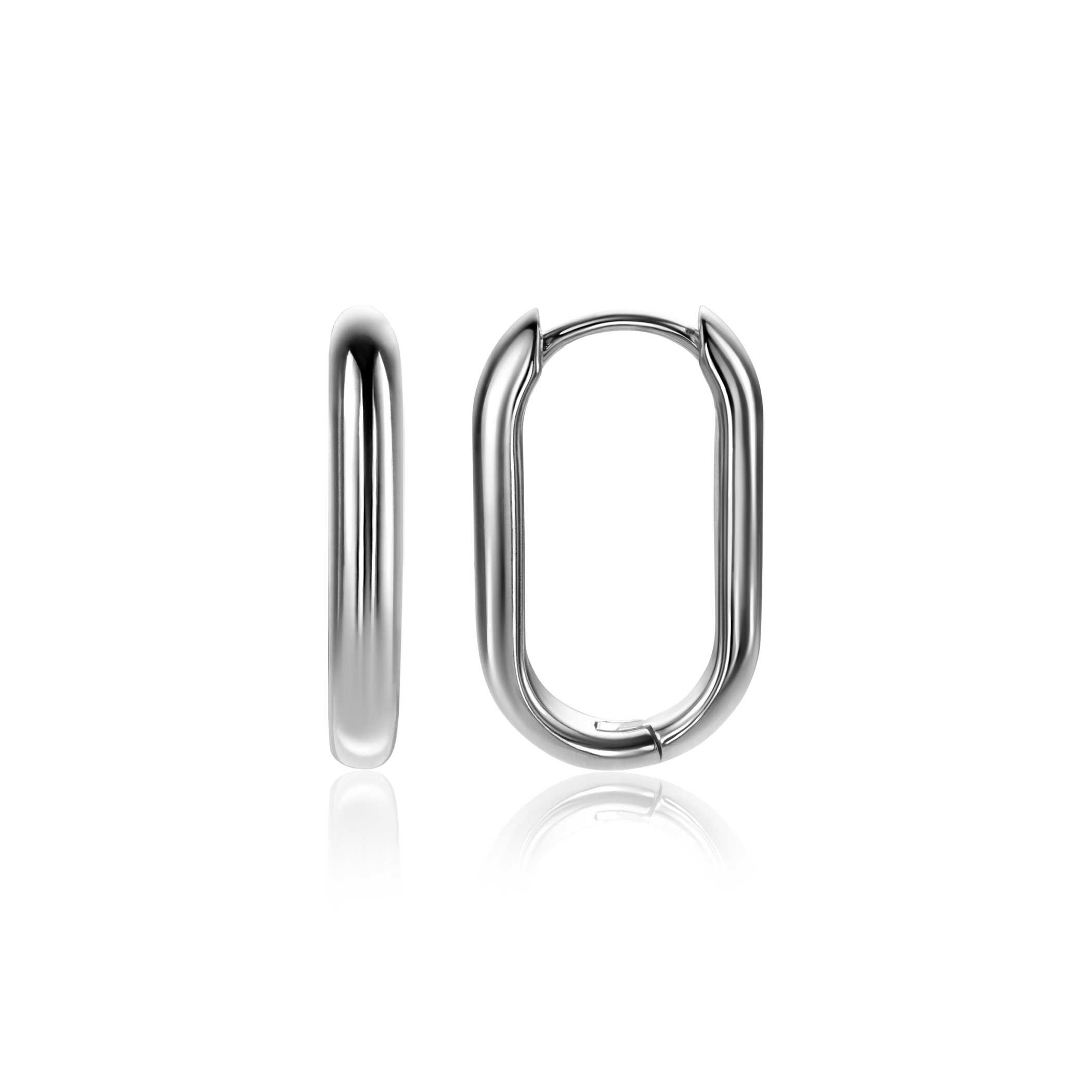 20mm ZINZI silver hoops in oval shape with round tube 3mm wide ZIO2605