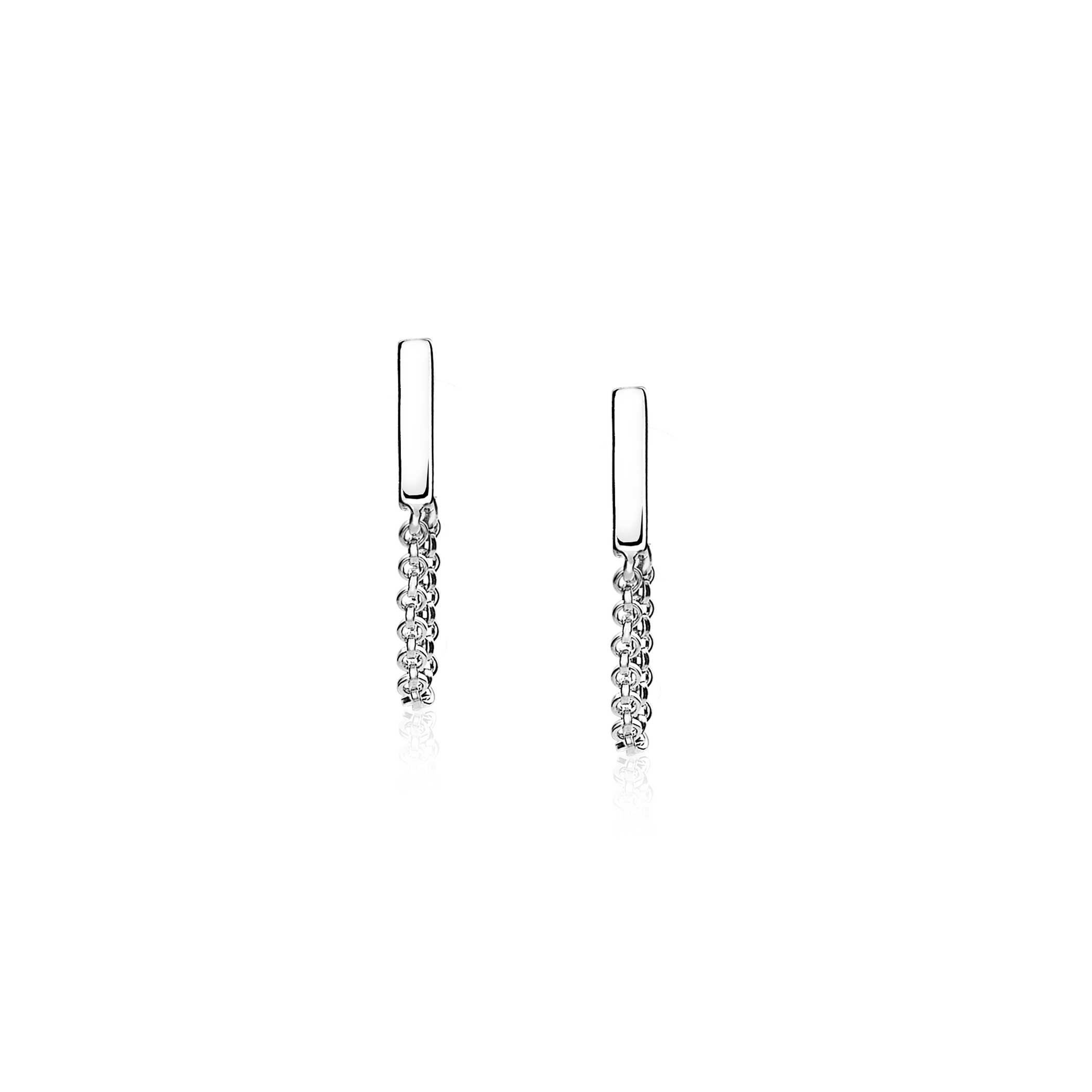 ZINZI Sterling Silver Stud Earrings Bar with Chain ZIO1688