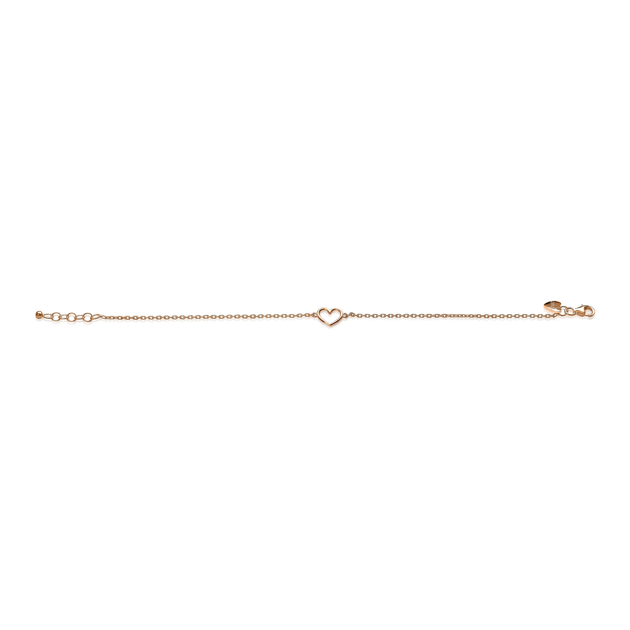 ZINZI Rose Gold Plated Sterling Silver Bracelet Open Heart ZIA1420R