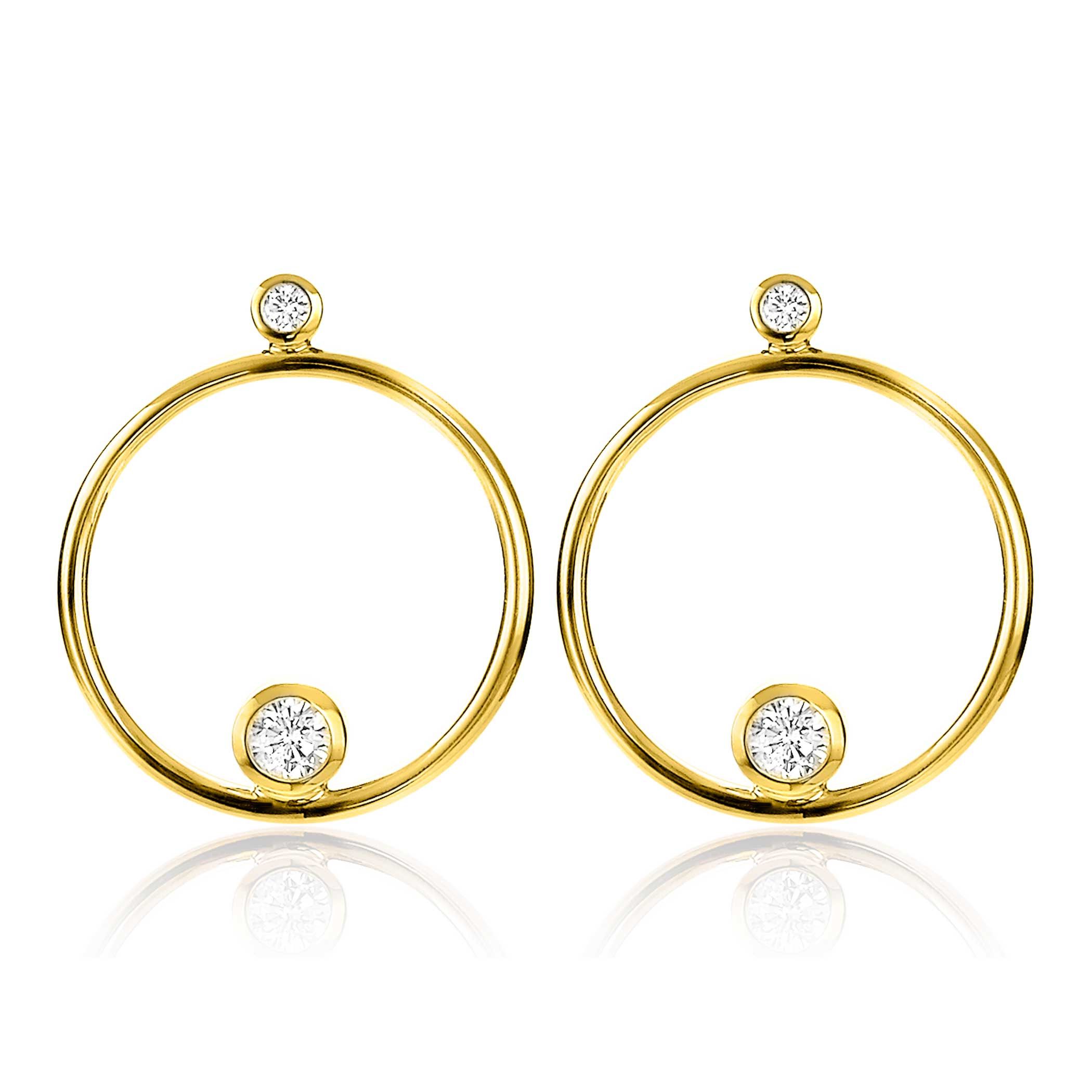 20mm ZINZI Gold Plated Sterling Silver Earrings Round White ZIO1897G