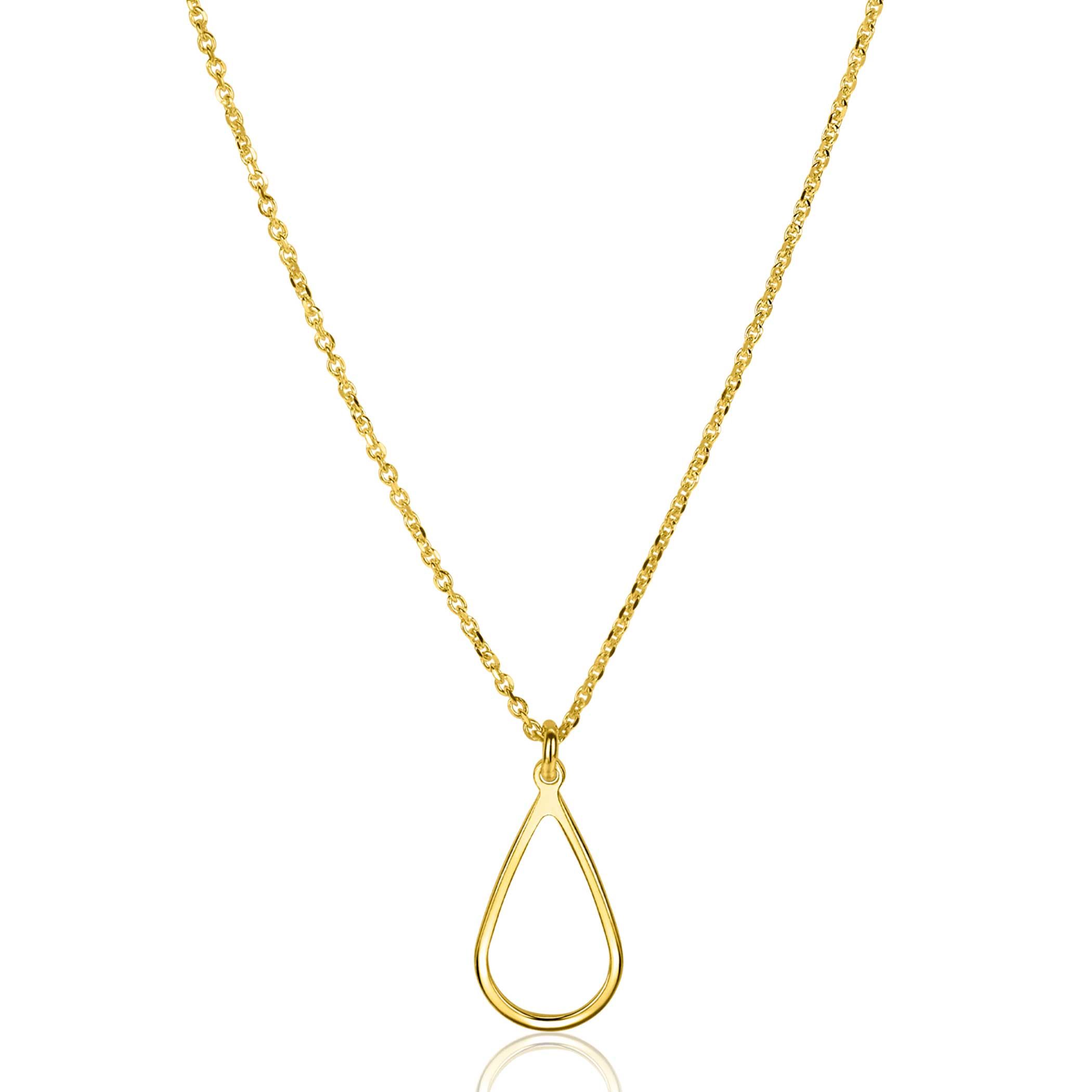 ZINZI gold plated silver jasseron necklace with open teardrop-shaped pendant (10mm) 42-45cm ZIC2635