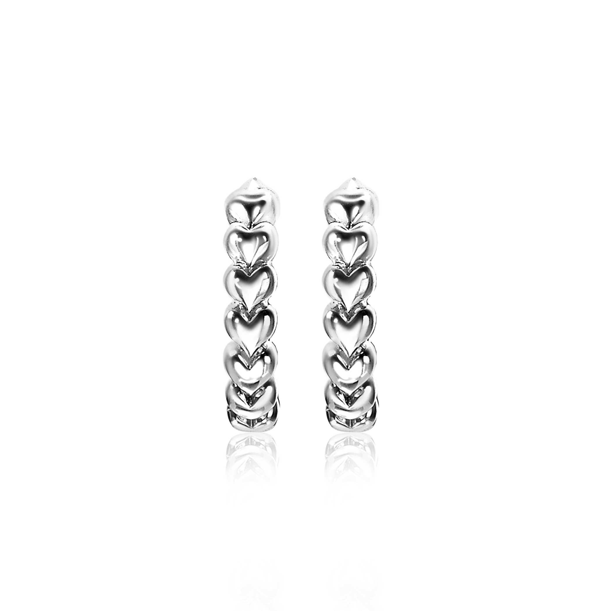 15mm ZINZI Sterling Silver Hoop Earrings Hearts 15x3mm ZIO1798