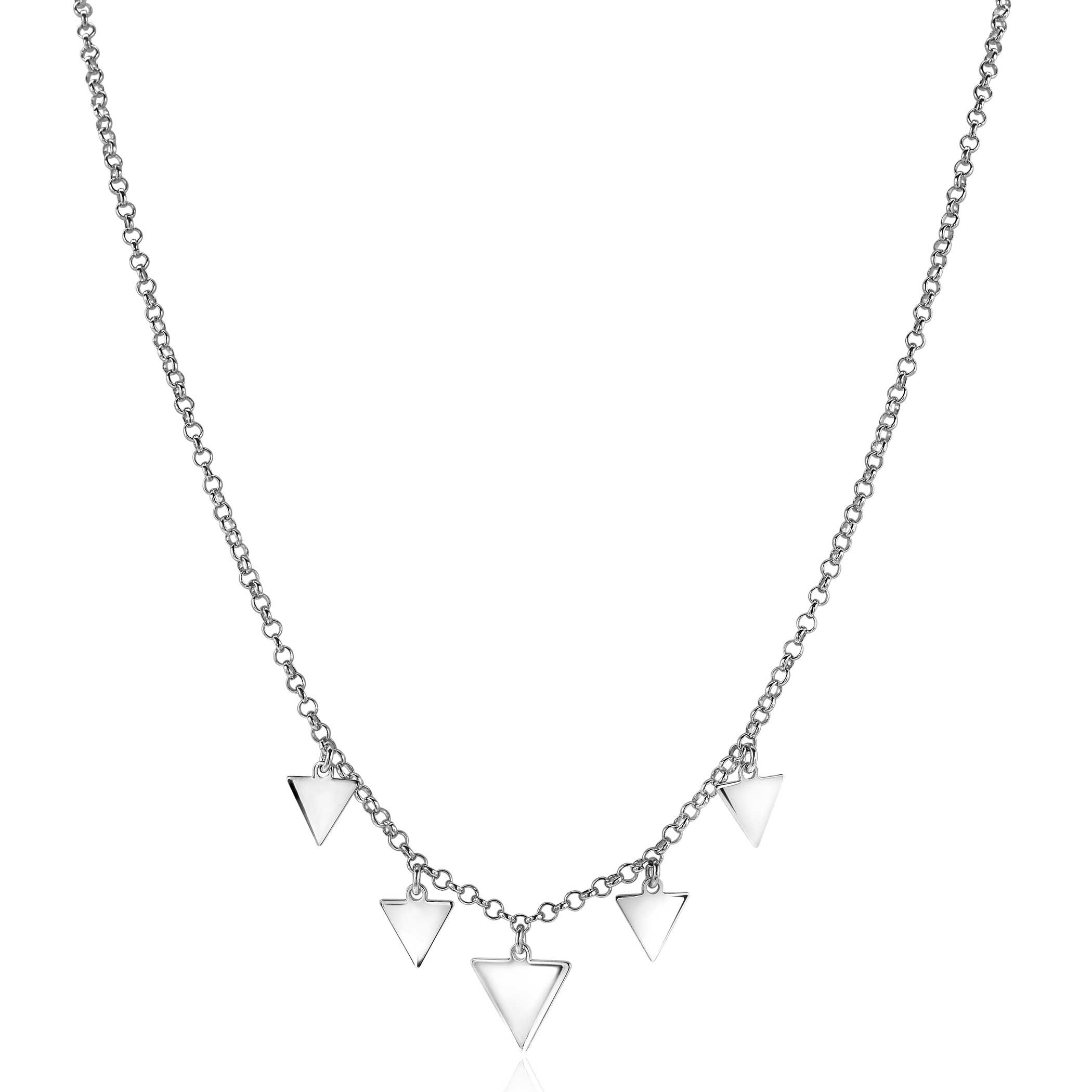 ZINZI Sterling Silver Fantasy Necklace with 5 Dangling Triangles 45cm ZIC1555