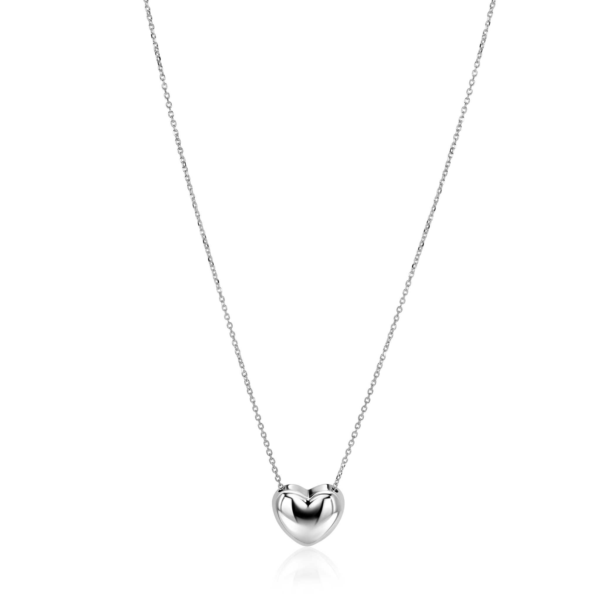 ZINZI silver necklace with luxury large heart (15mm) 40-45 cm ZIC2672