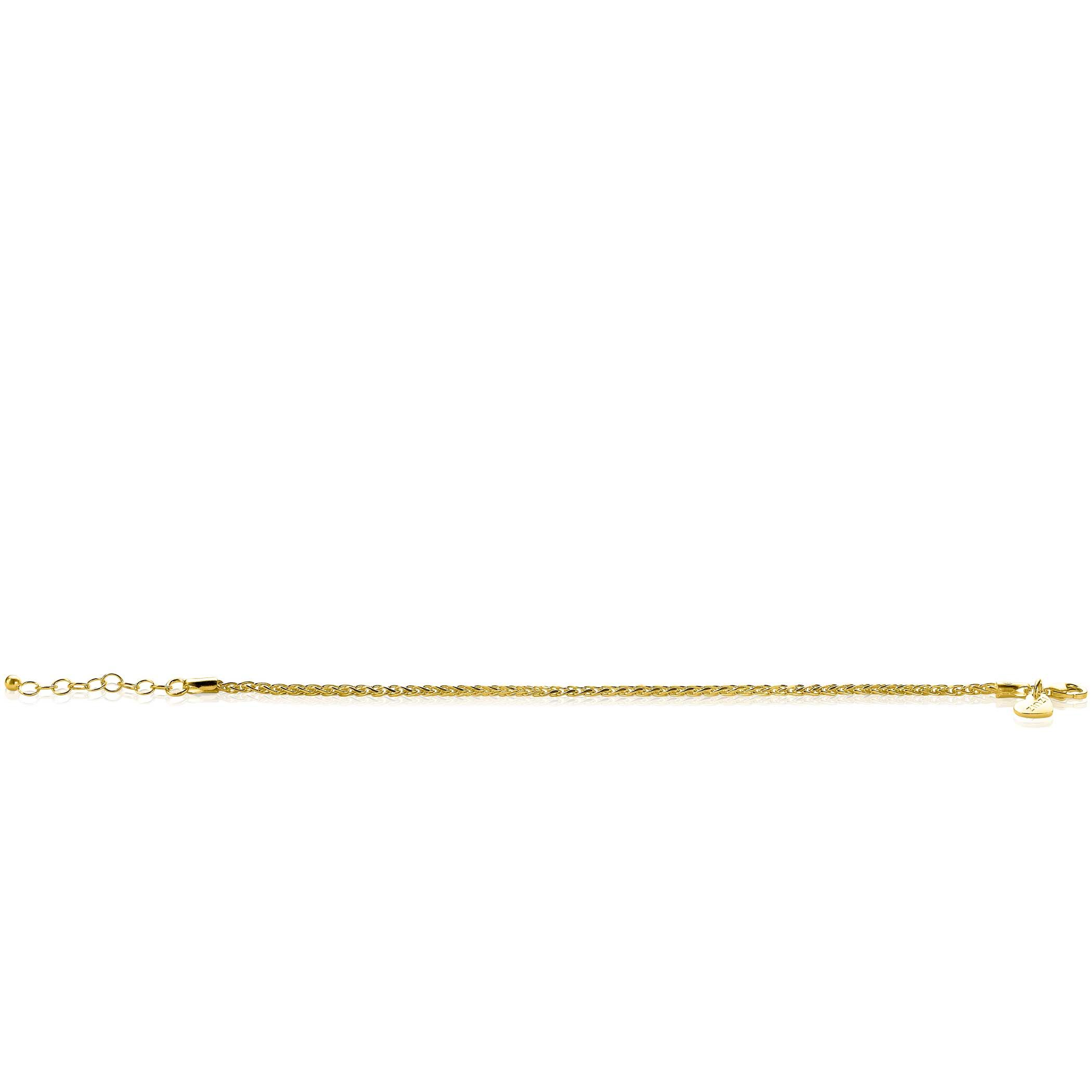 ZINZI Gold Plated Sterling Silver Wheat Chain Bracelet width 2mm ZIA1931G