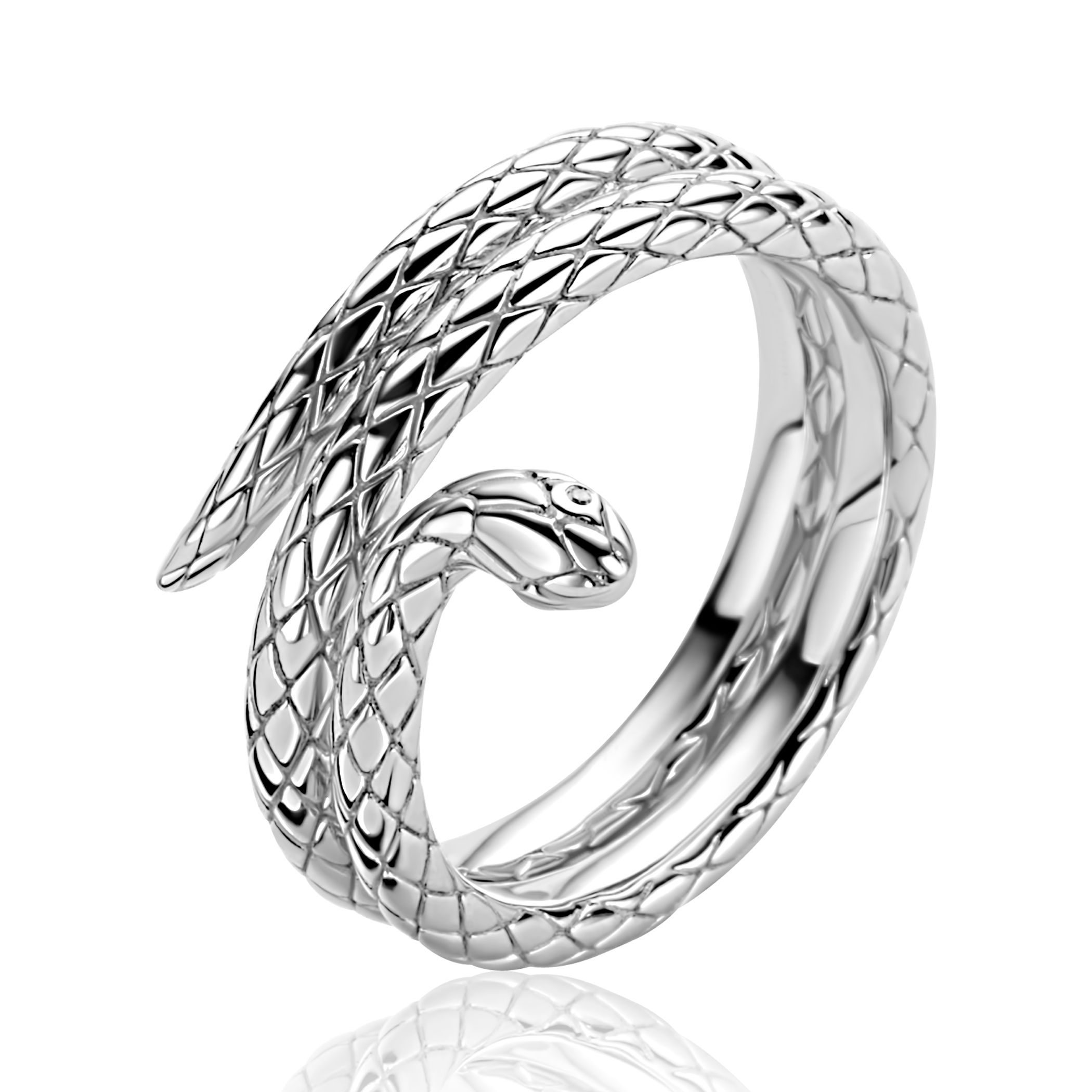ZINZI zlv. ring slagmodel slang met zirc.ogen mt.62