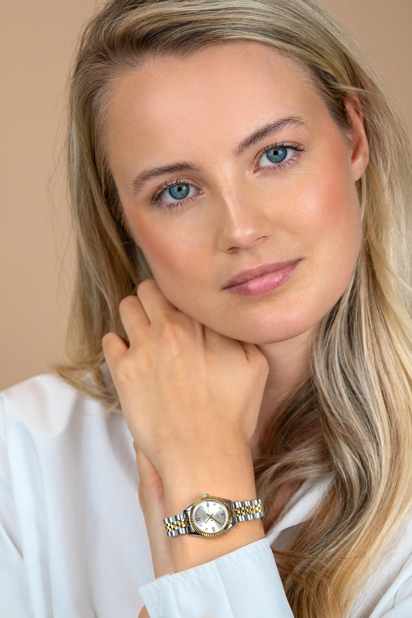 ZINZI Mini Iconic Watch 24mm Silver Colored Dial, Case and bicolor Chain Strap ZIW2733