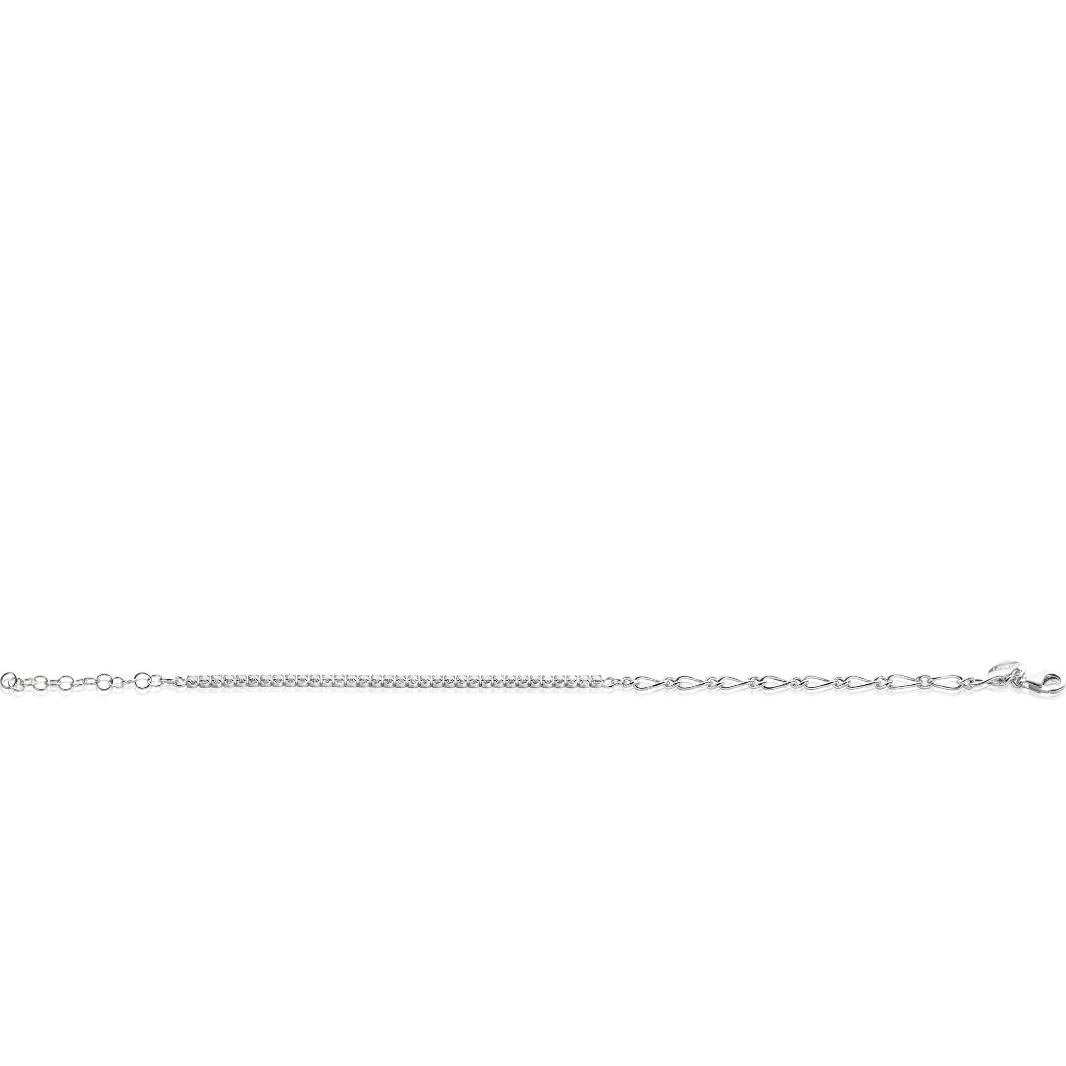 ZINZI Sterling Silver Fantasy Chain Bracelet Half Set with White Zirconias width 2,3mm 17-20cm ZIA2460