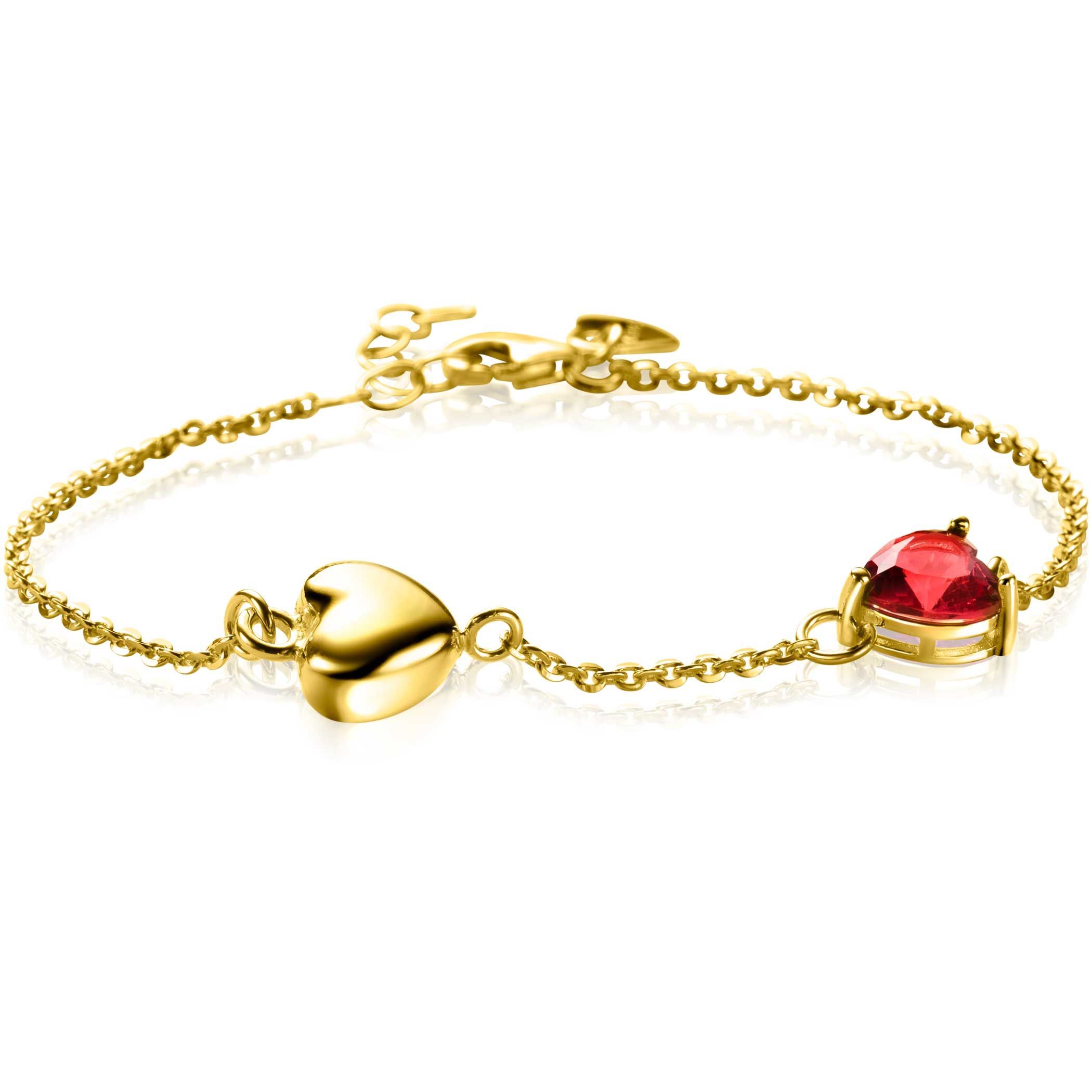 ZINZI zlv. armband gg.verg. met rood hart