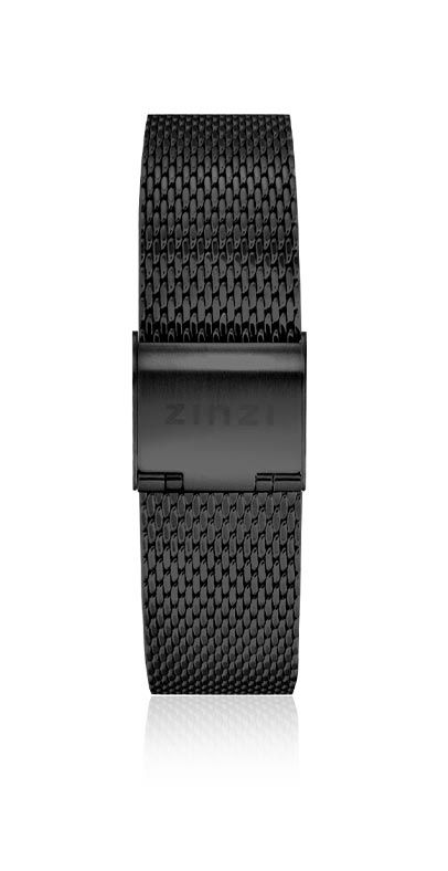 Zinzi Lady stalen mesh horlogeband zwart 14mm