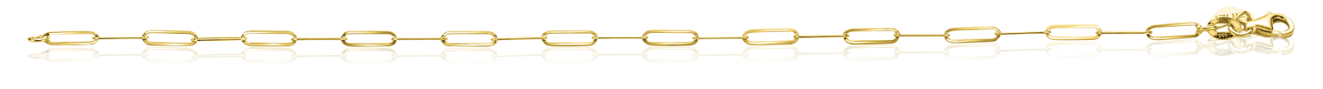 ZINZI 14K Gold Bracelet with Paperclip Chains 2,2mm width ZGA296