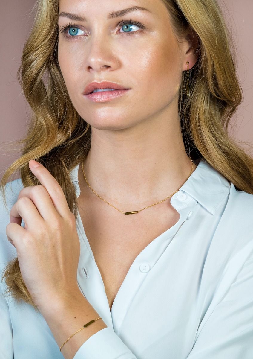 ZINZI 14K Gold Necklace Bar 42cm ZGC176