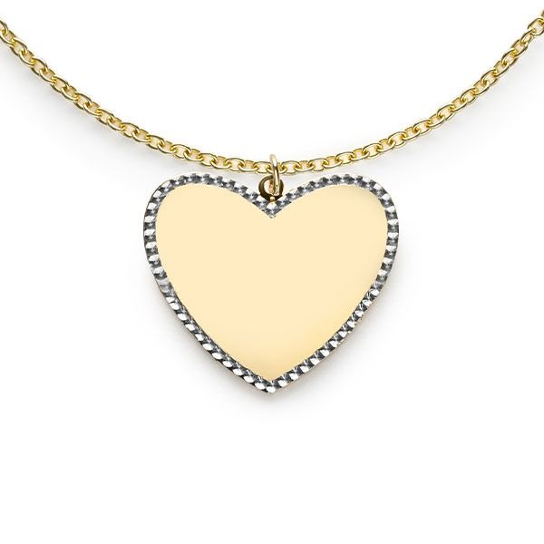 19mm ZINZI 14K Gold Pendant Shiny Heart with White Gold Pearls ZGH364-19 (excl. necklace)