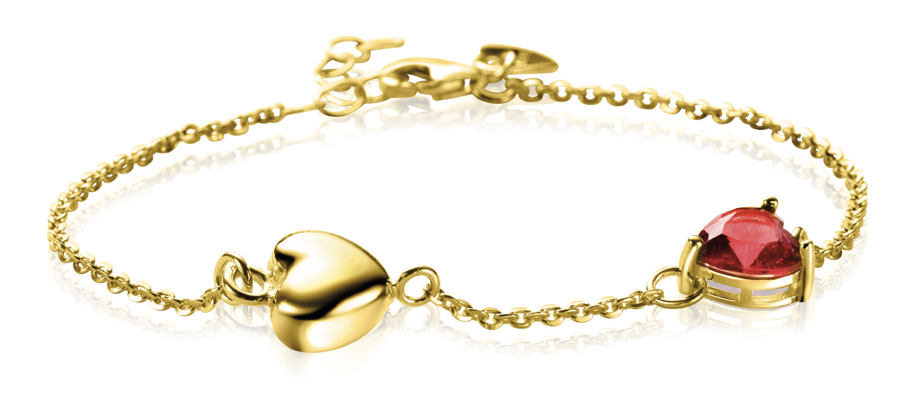ZINZI zlv. armband gg.verg. met rood hart