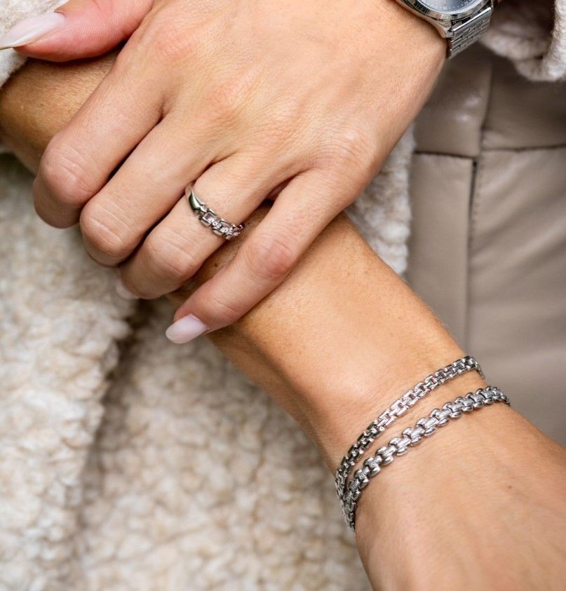 ZINZI Sterling Silver Rolex-style Chain Bracelet width 5mm 19cm ZIA2149