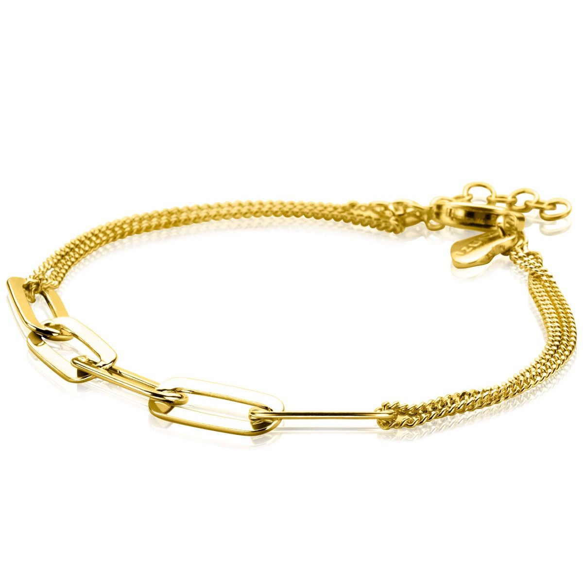 ZINZI Gold Plated Sterling Silver Bracelet Paperclip Chain ZIA2262G
