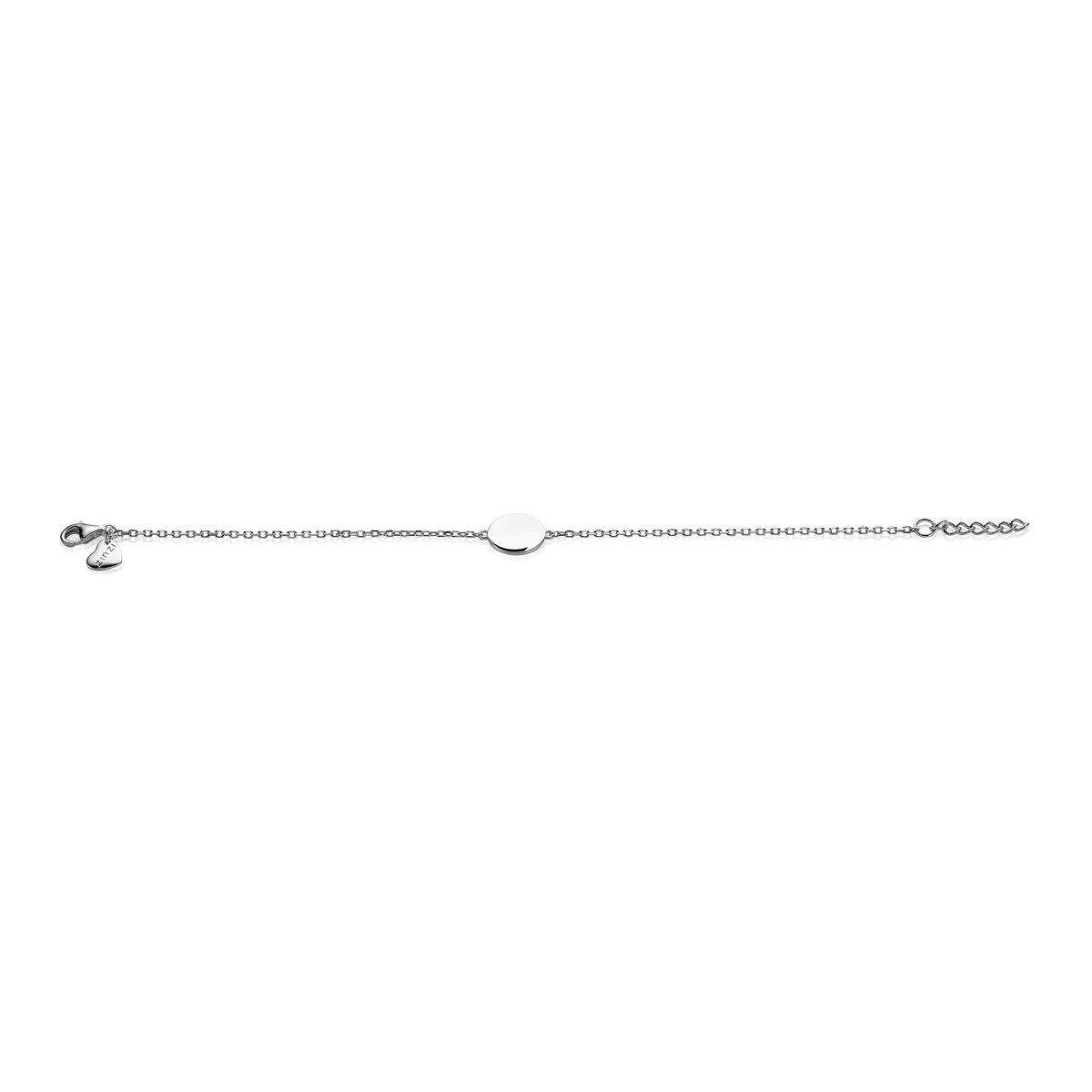 ZINZI Sterling Sterling Silver Bracelet with Round Plate 15mm for Engraving 17-20cm ZIA2345