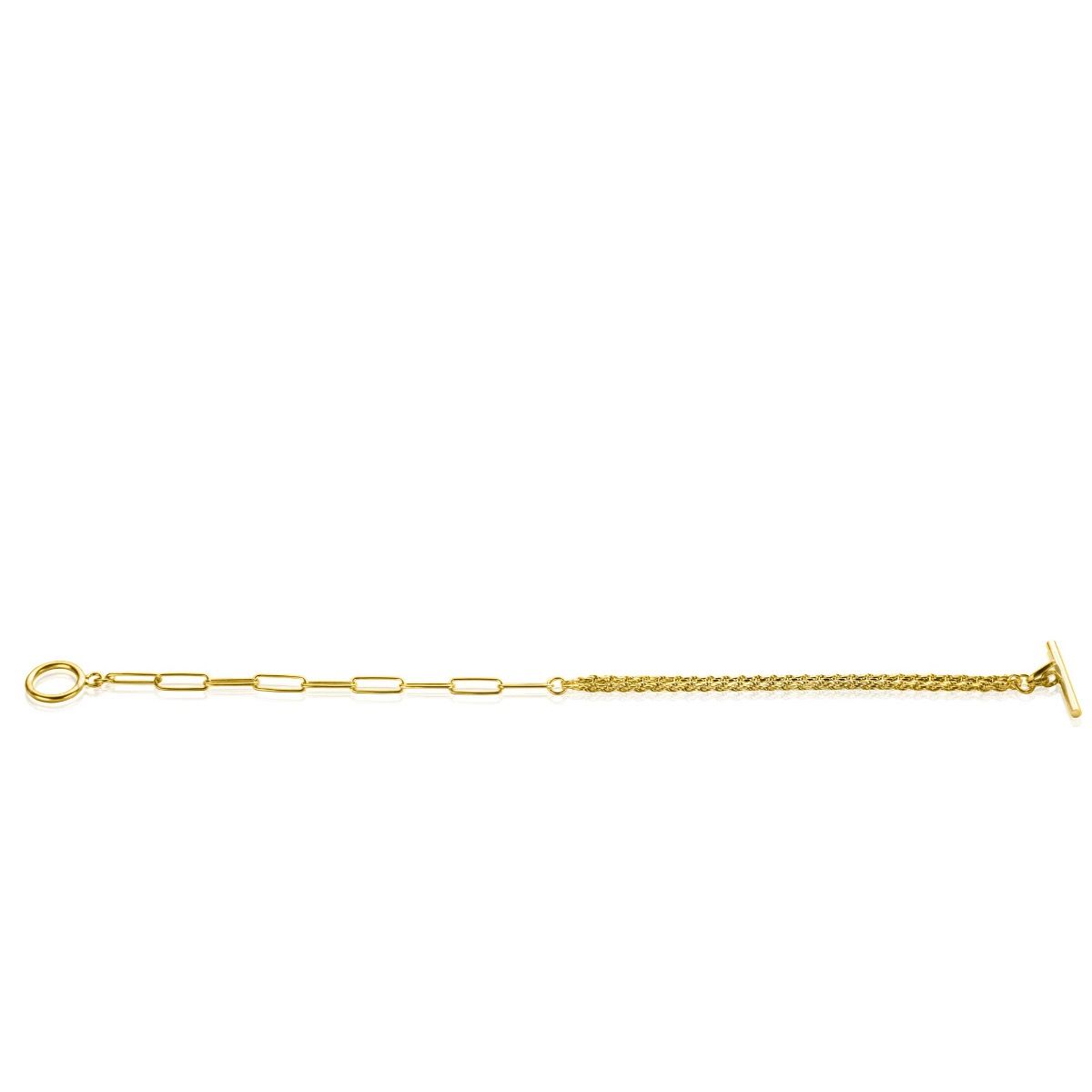ZINZI Gold Plated Sterling Silver Multi-look Bracelet with 2 Trendy Chains and Toggle Clasp ZIA2380