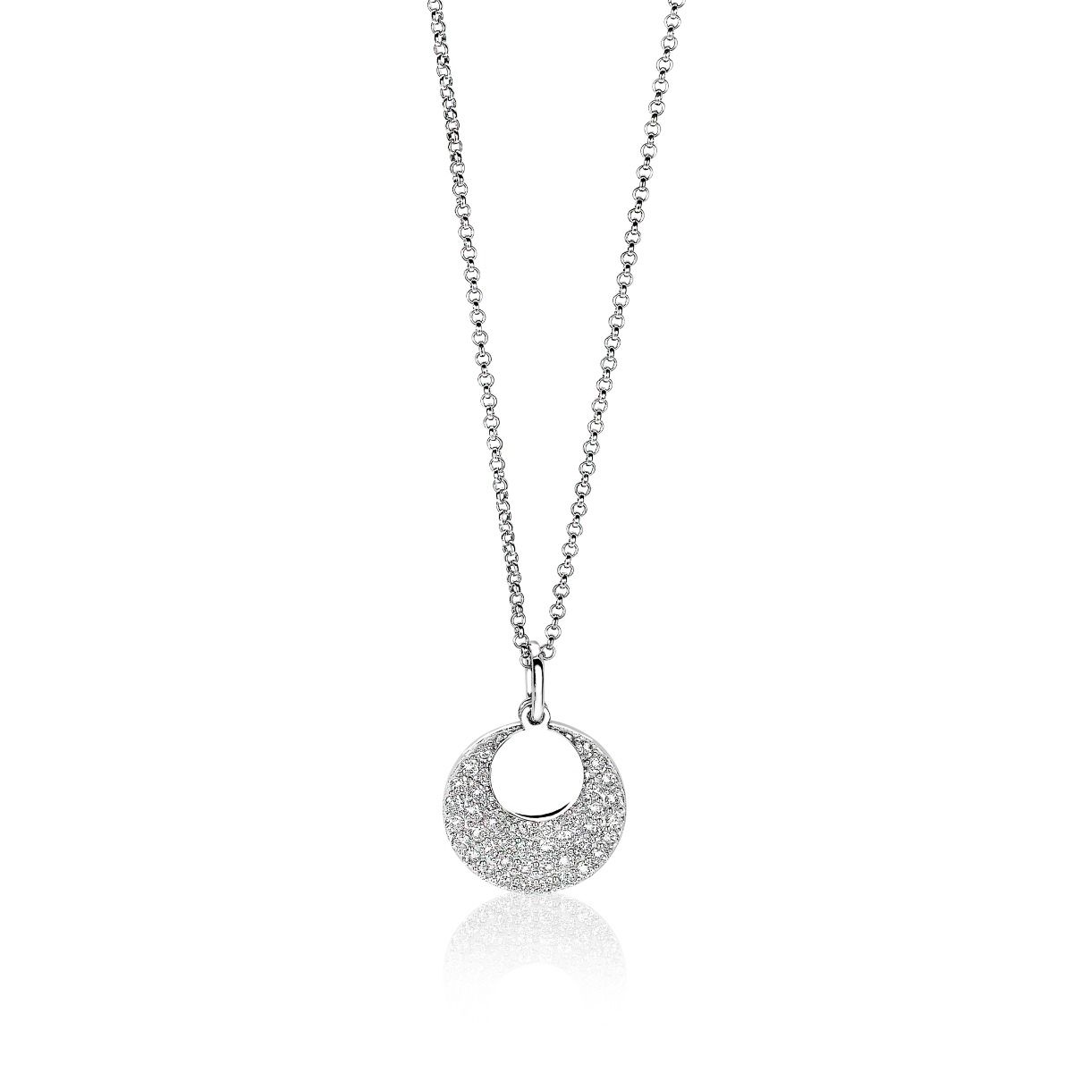 ZINZI Sterling Silver Necklace 45cm with Pendant Circle ZIC1572