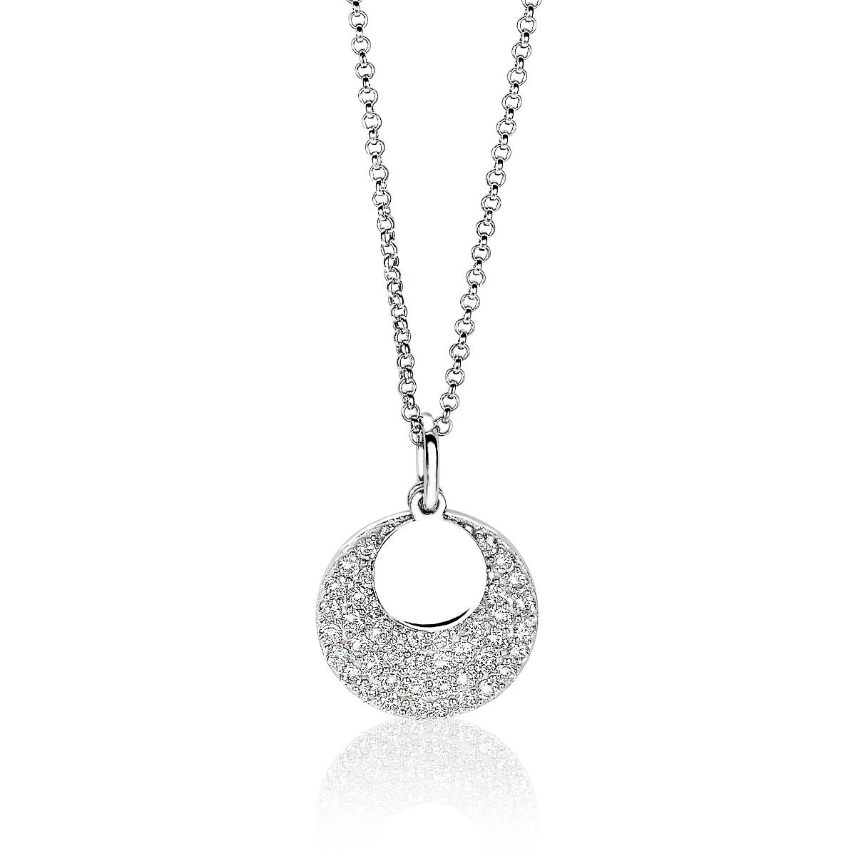 ZINZI Sterling Silver Necklace 45cm with Pendant Circle ZIC1572