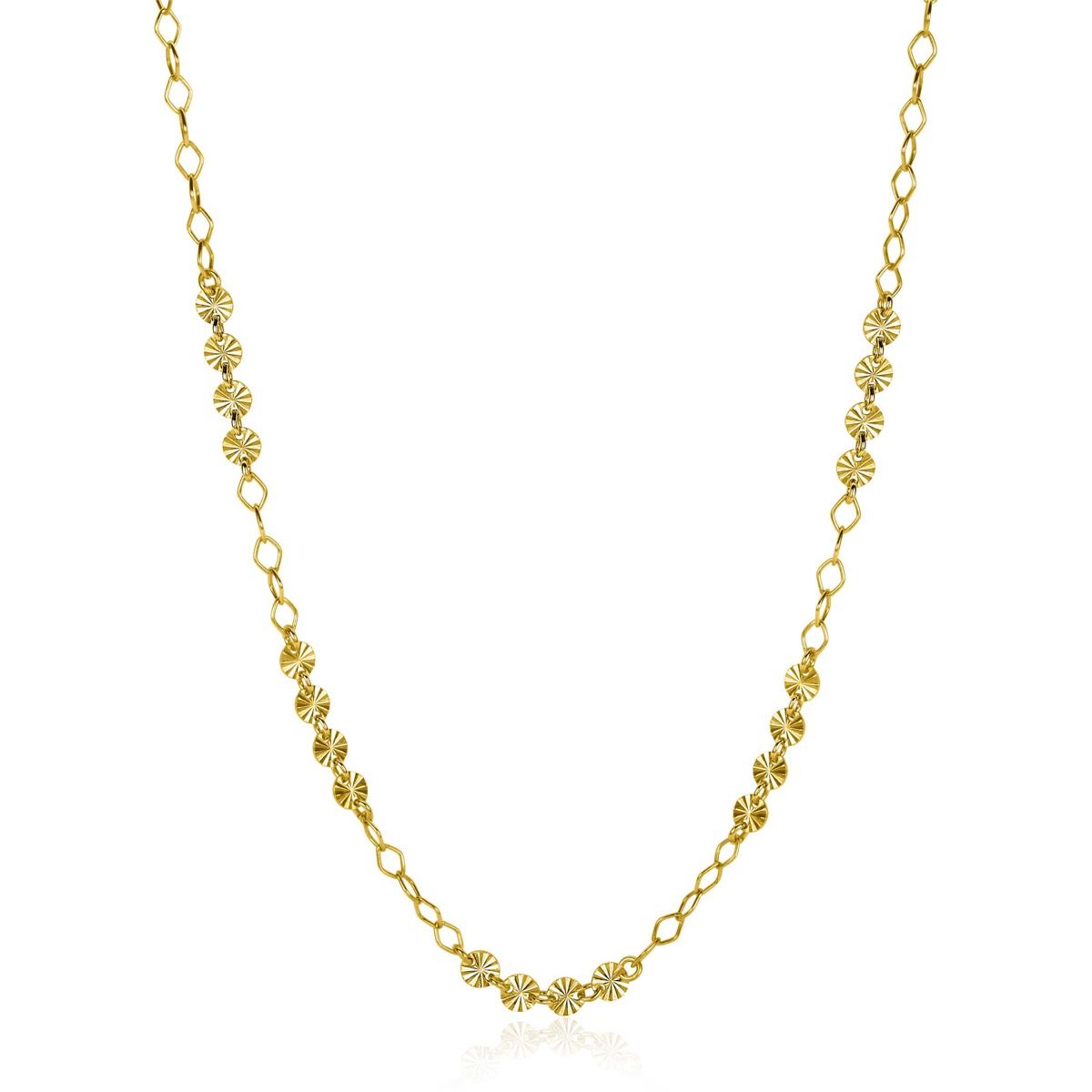 ZINZI Gold Plated Sterling Silver Necklace Round Chains and Coins with Sunbeams 4mm width 45cm ZIC2290G