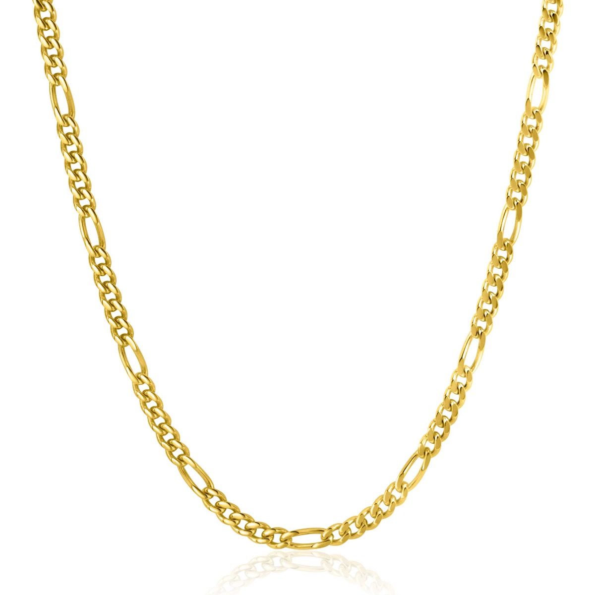 ZINZI Gold Plated Sterling Silver Figaro Chain Necklace 3.5mm width 40-45cm ZIC2291G