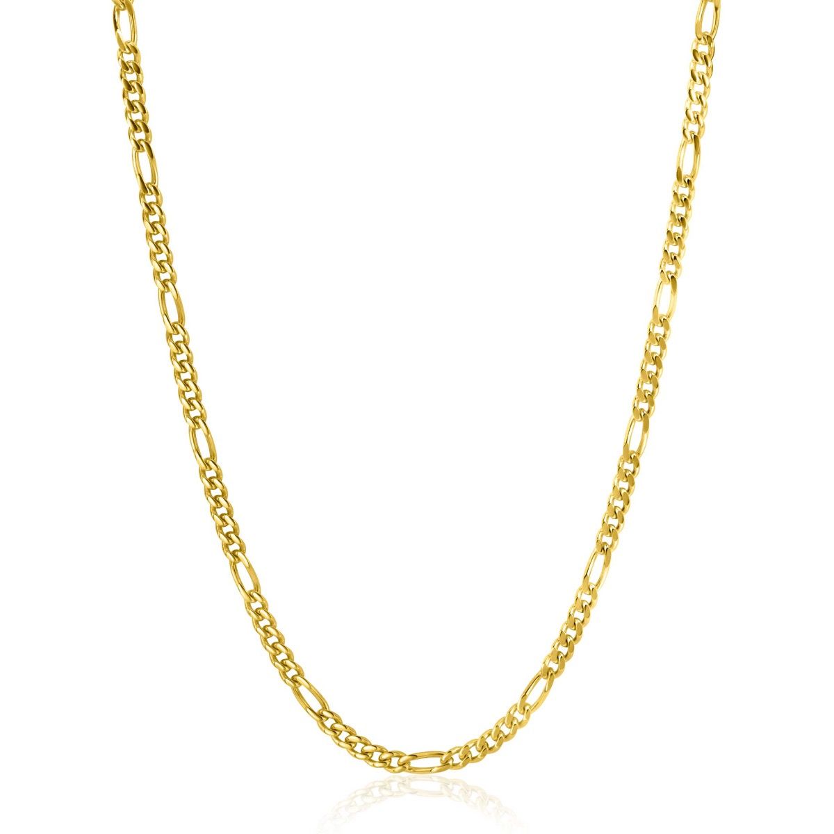 ZINZI Gold Plated Sterling Silver Figaro Chain Necklace 3.5mm width 40-45cm ZIC2291G