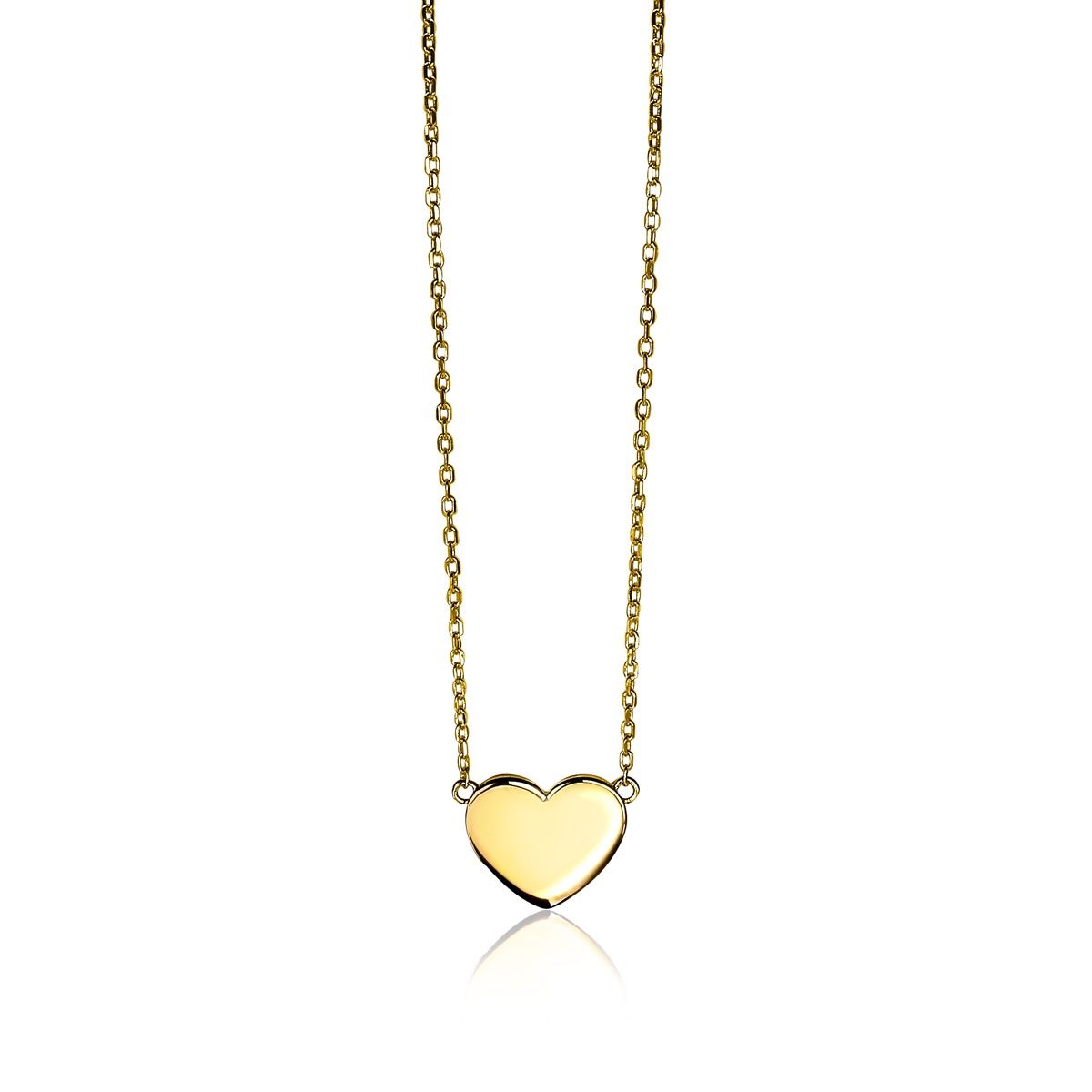 ZINZI Gold Plated Sterling Silver Necklace with Shiny Heart (10mm) to Engrave 43cm ZIC2346G