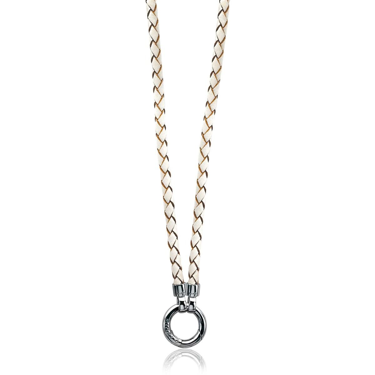 ZINZI White Leather Necklace with Sterling Silver Clasp 90cm ZIC730W90S