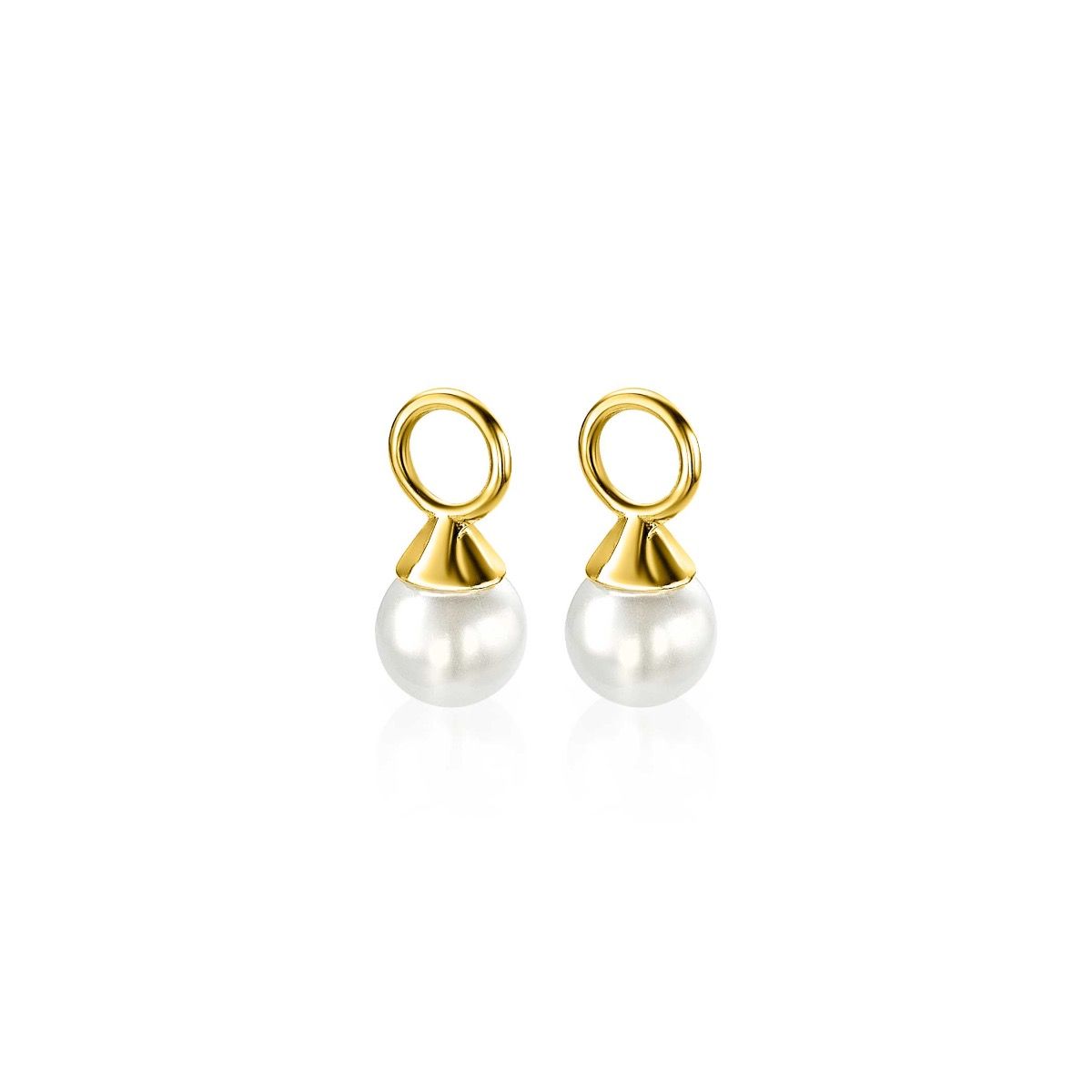 ZINZI Gold Plated Sterling Silver Earrings Pendants Pearl White ZICH1749WG (excl. hoop earrings)