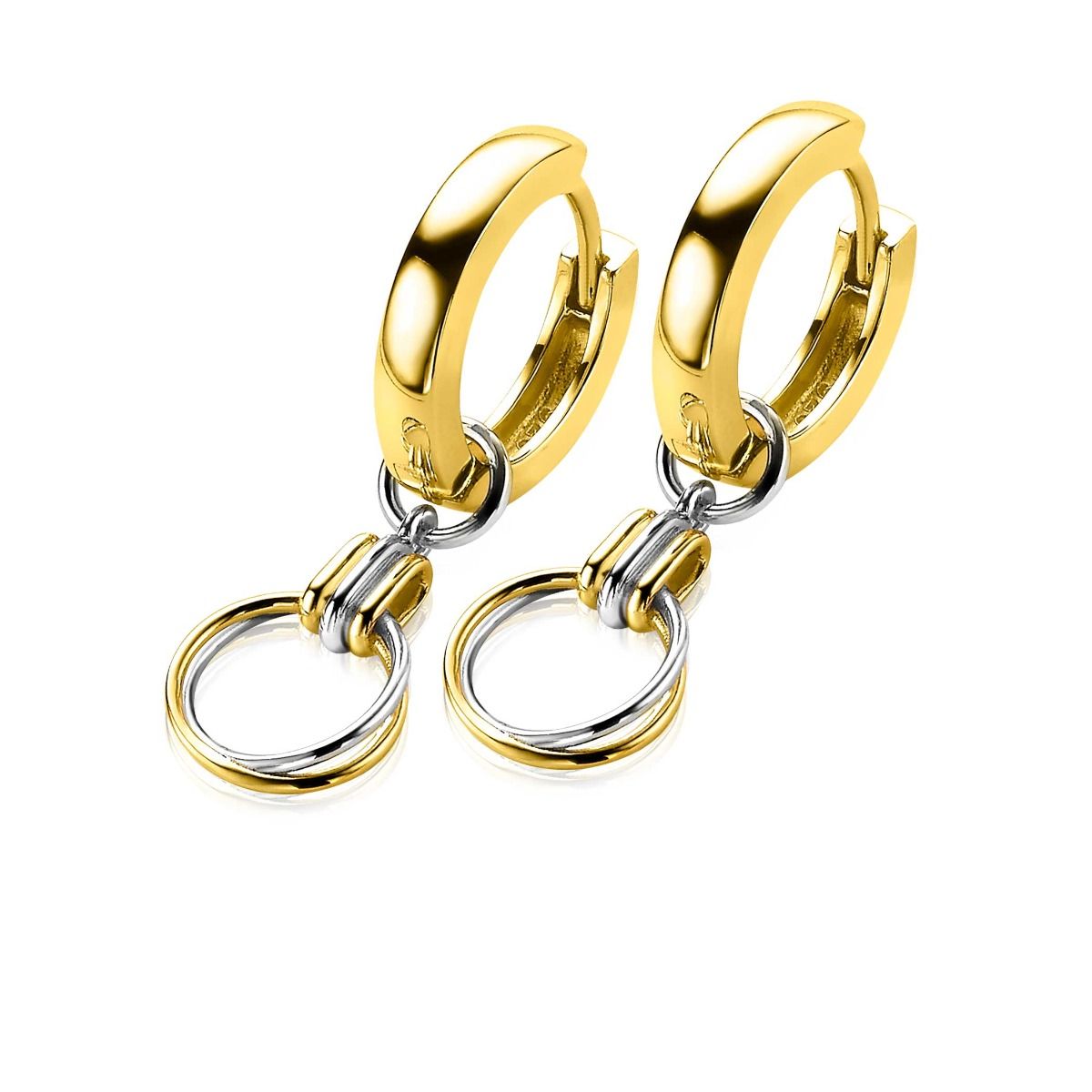 10mm ZINZI Sterling Silver Earrings Pendants Bicolor Open Circle ZICH2059 (excl. hoop earrings)