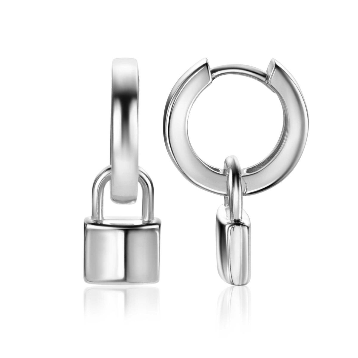 13mm ZINZI Sterling Silver Earrings Pendants Trendy Lock ZICH2353 (excl. hoop earrings)