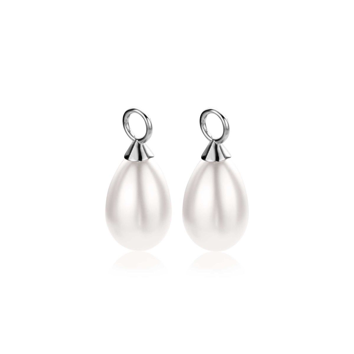 15mm ZINZI Sterling Silver Earrings Pendants Pearl White in Pear-shape ZICH355W (excl. hoop earrings)