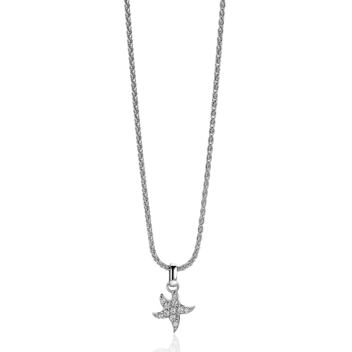 10mm ZINZI Sterling Silver Pendant Star Fish White Zirconias ZIH-BF49 (excl. necklace)