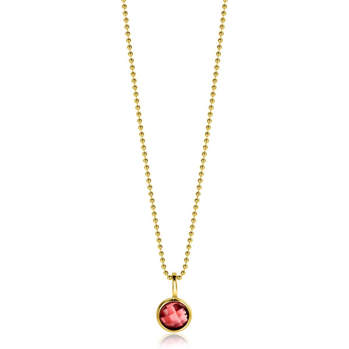 JANUARY Pendant 8mm Gold Plated Birthstone Red Garnet Zirconia (excl. necklace)